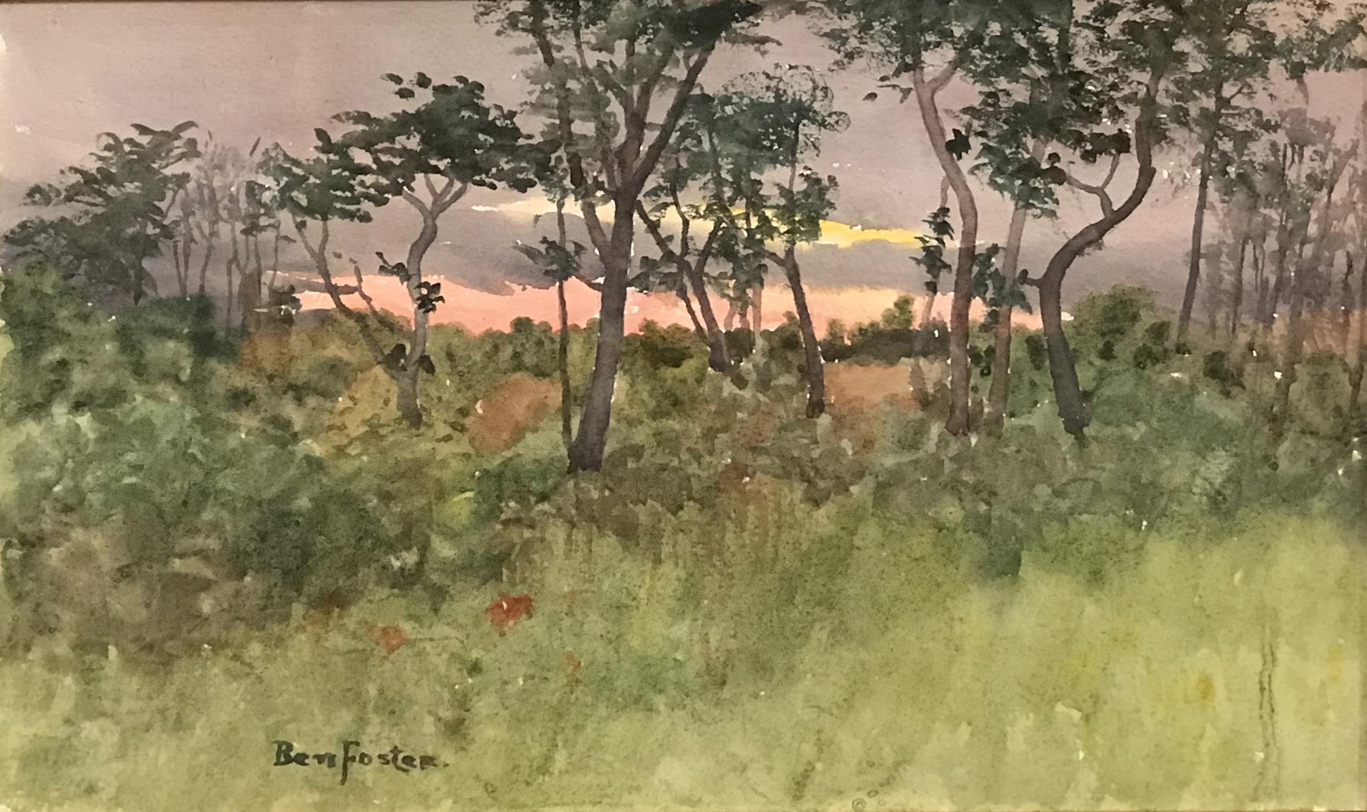 New England Sunset Landscape - Painting by Benjamin Foster