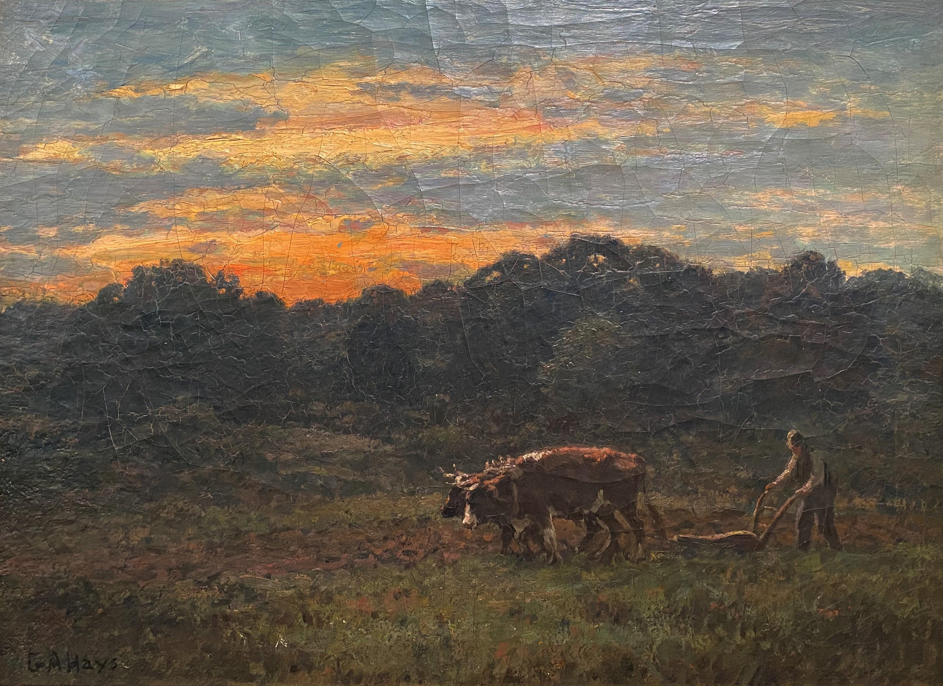 Ploughin at Dusk - Painting by George Arthur Hays