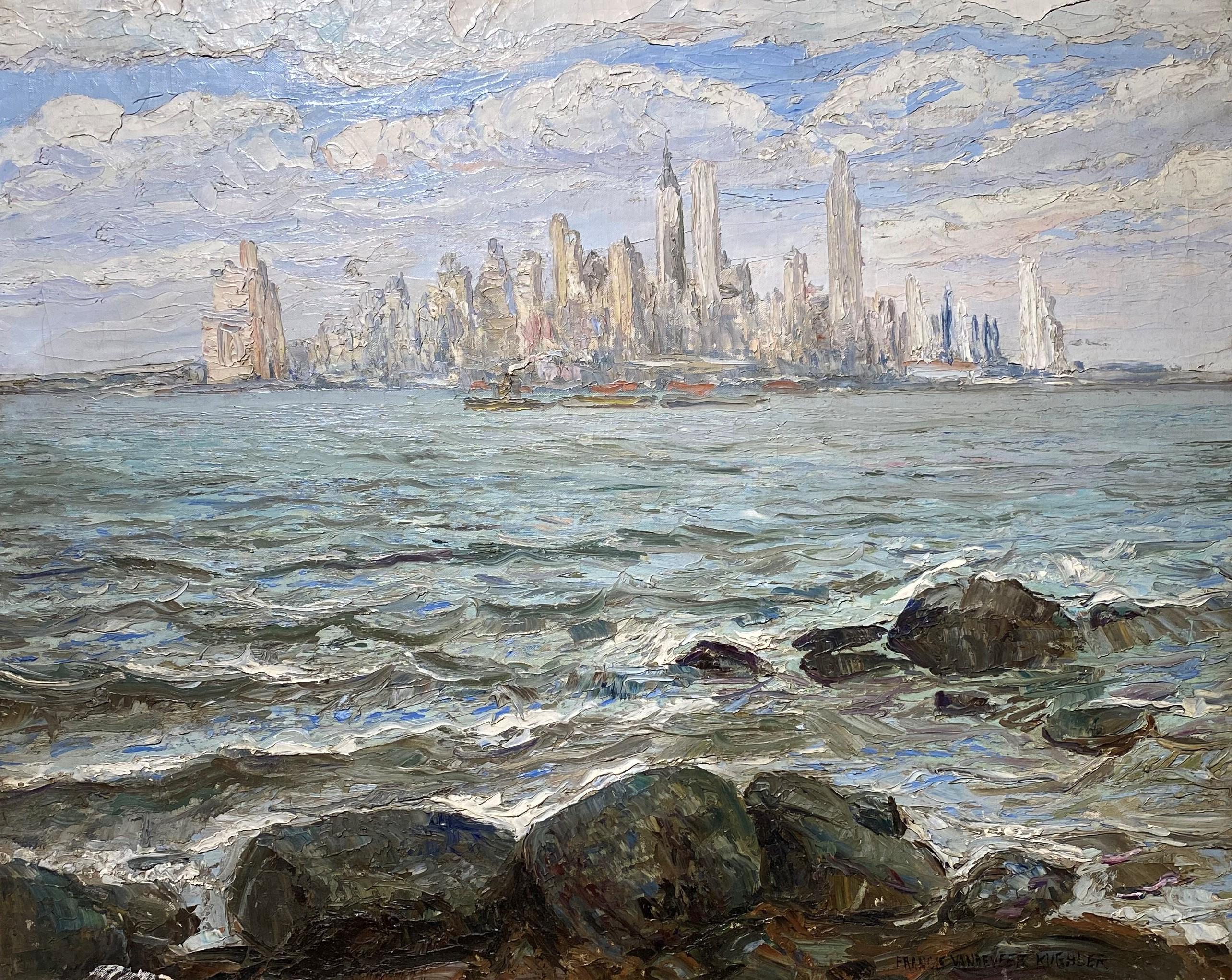View of New York City - Painting by Francis Vandeveer Kughler