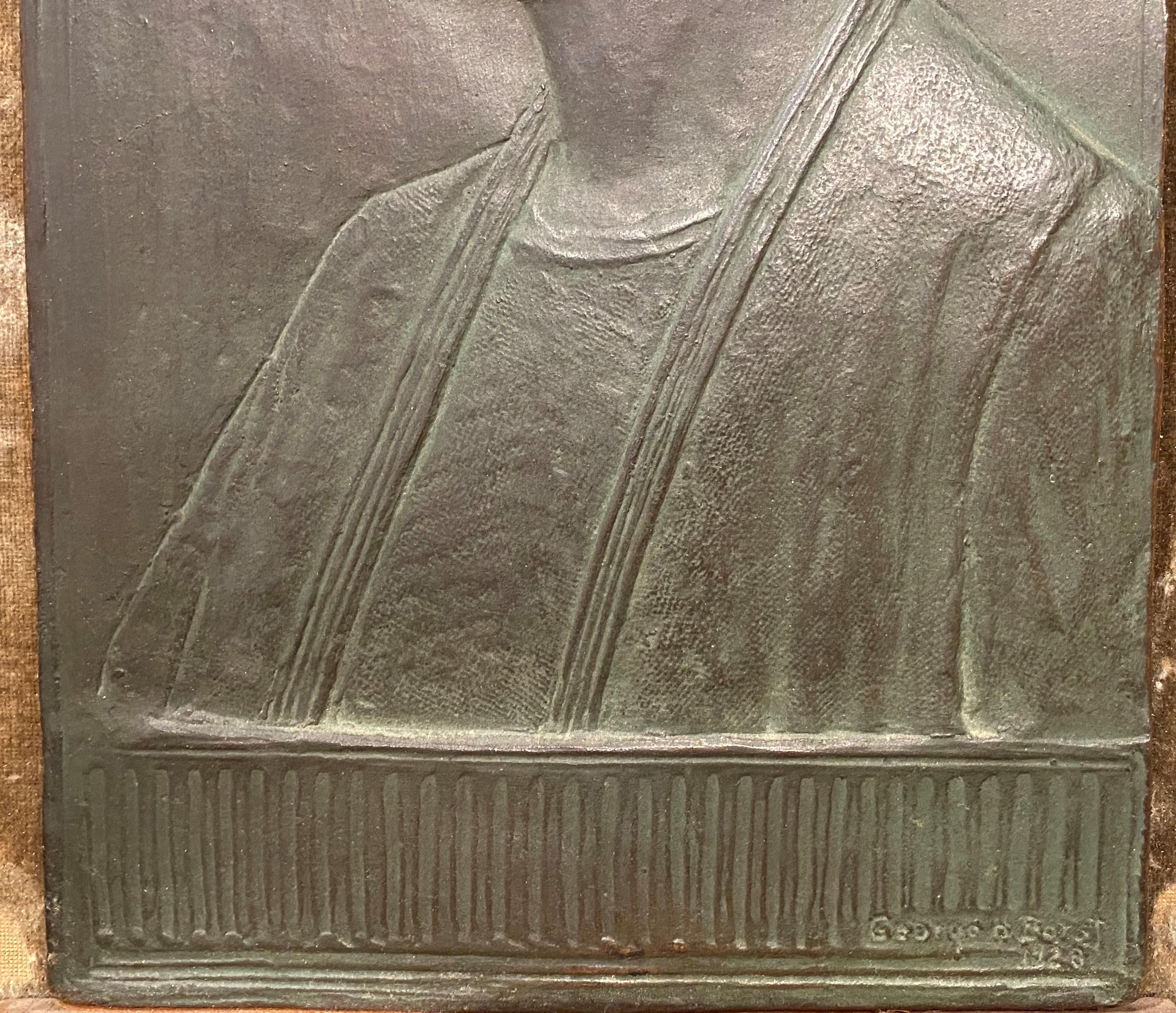 Un bel profilo di donna in bronzo fuso e montato, intitolato 