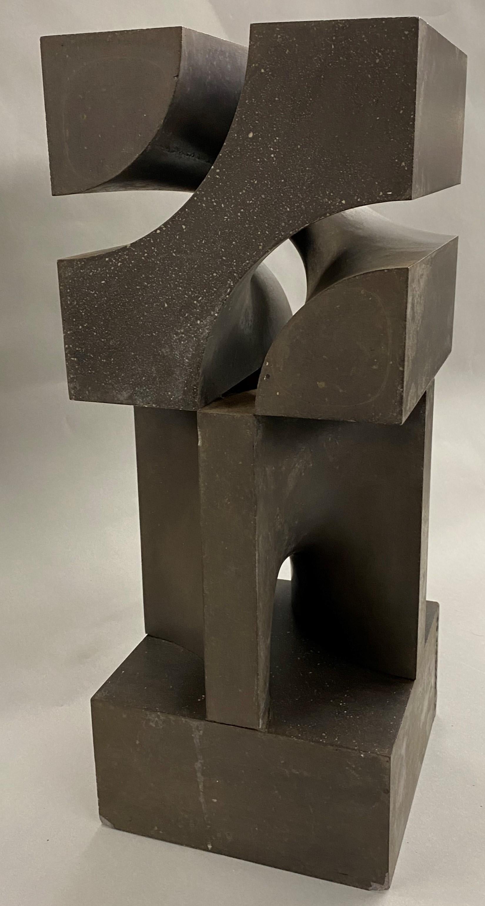 Slate Sculpture in Geometric Form - Black Abstract Sculpture by Norman Kenneth Carlberg