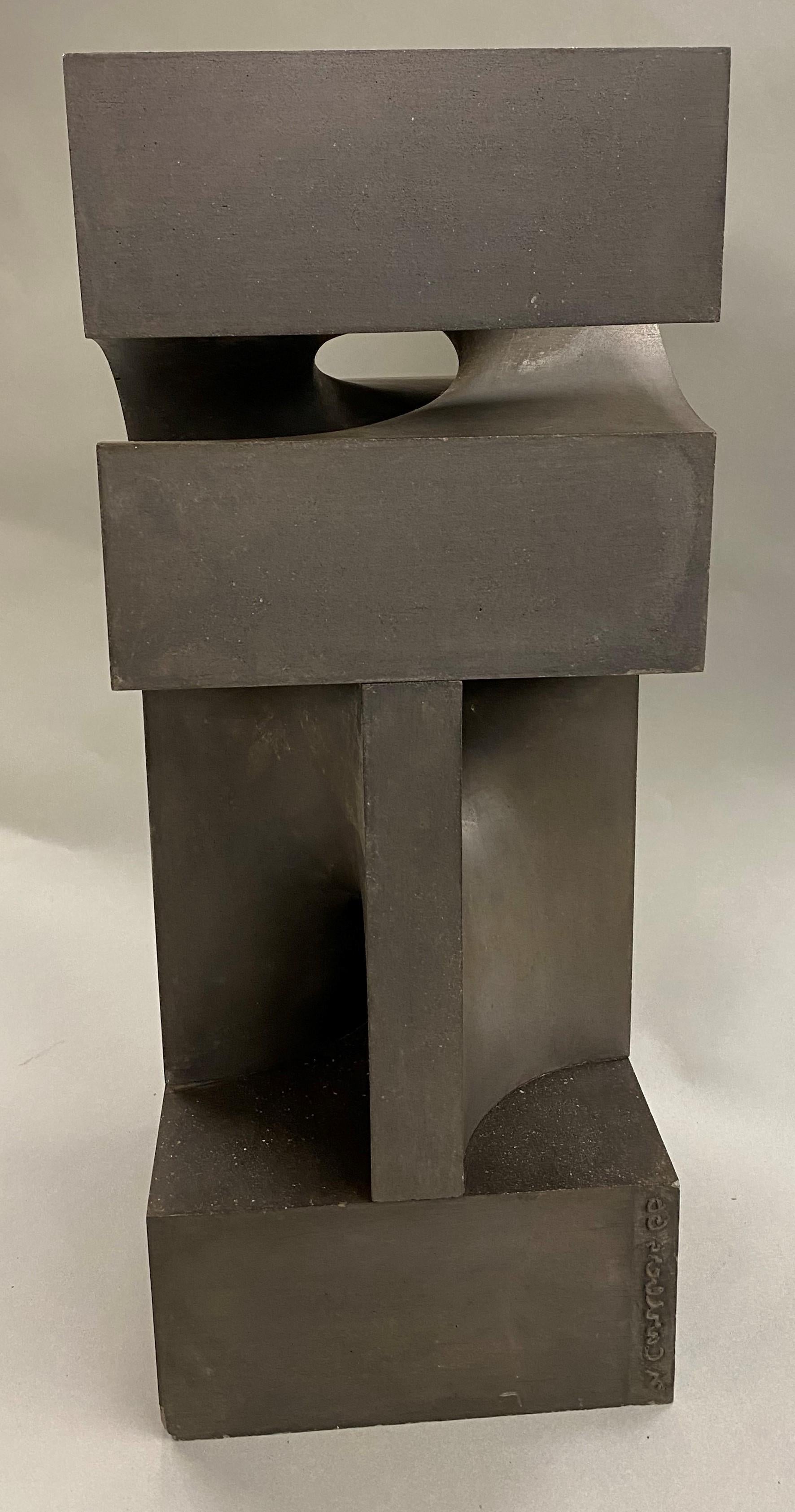 A fine abstract slate sculpture in geometric form by American sculptor Norman Kenneth Carlberg (1928-2018).Carlberg was born in Roseau, Minnesota, he studied at Brainerd Junior College, the Minneapolis School of Art, the University of Illinois and