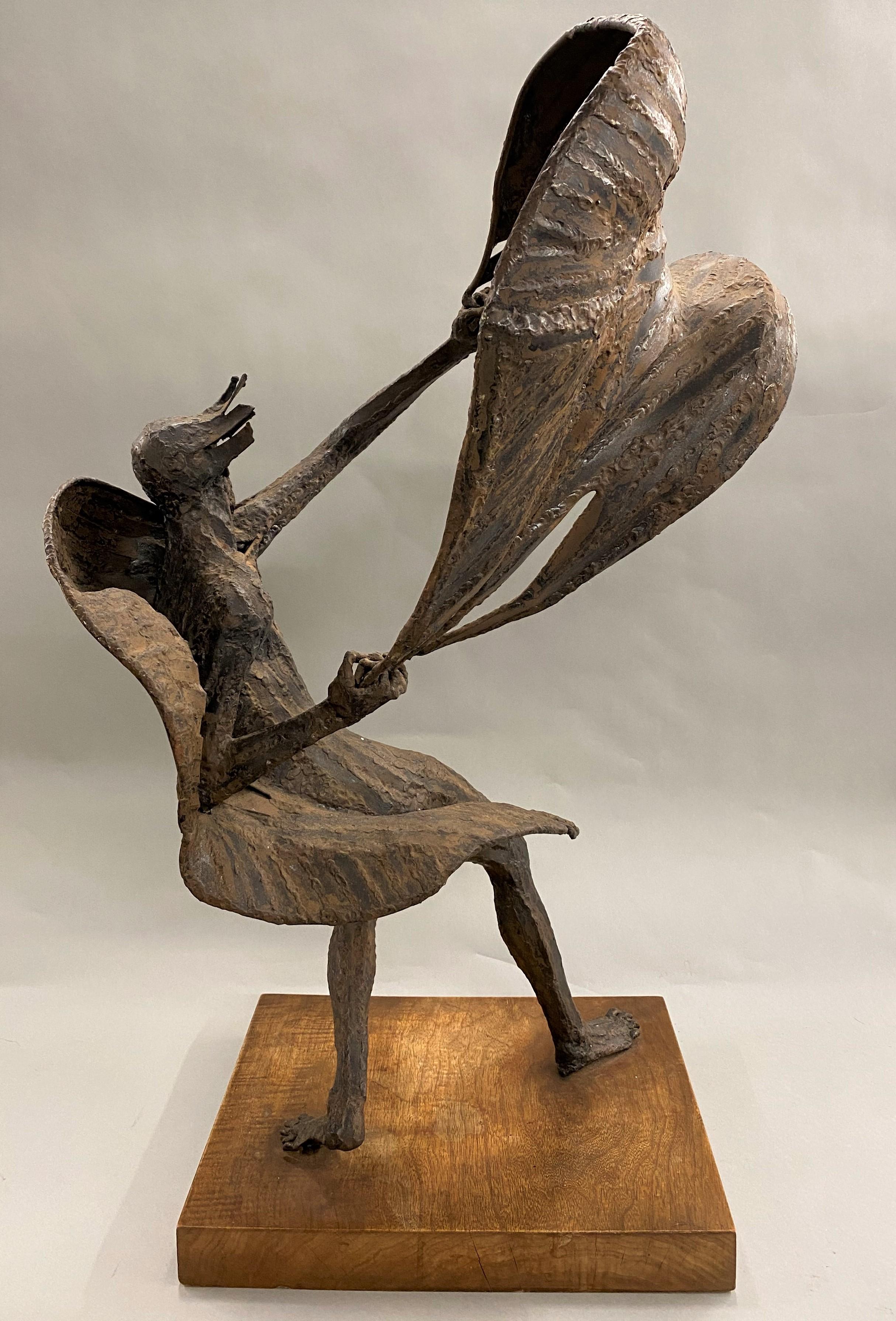 Man in the Wind - Brown Abstract Sculpture by Barbara Lekberg