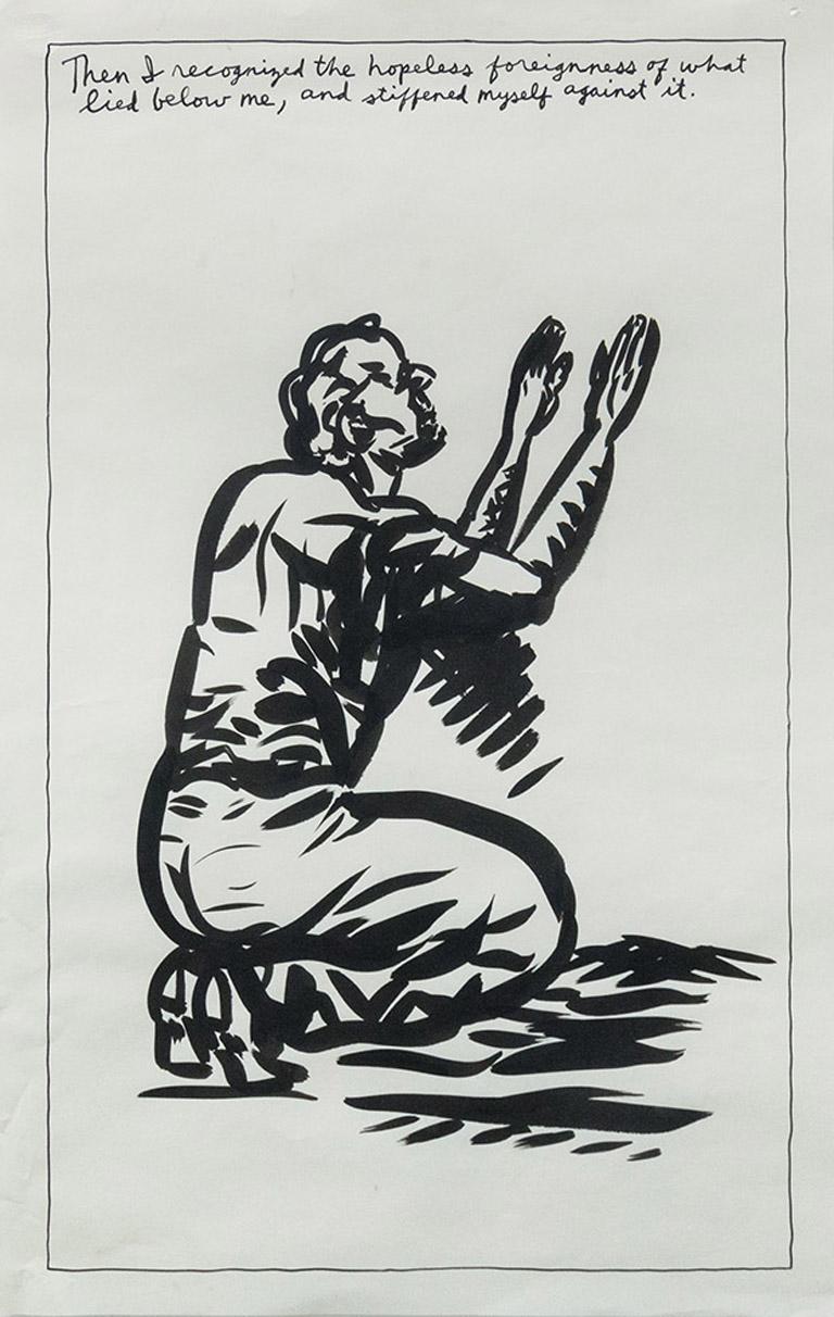 Raymond Pettibon Figurative Art - Untitled (Then I recognized the hopeless foreignness of what lied below me…)