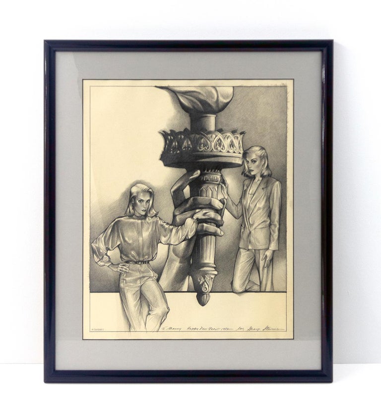 Untitled (Two Women and the Statue of Liberty) - Art by George Stavrinos