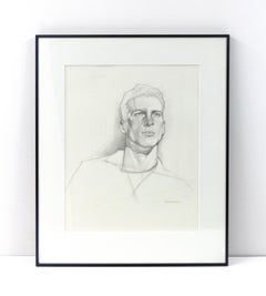 Untitled (Black-and-White Graphite Portrait of a Man Looking into the Distance)