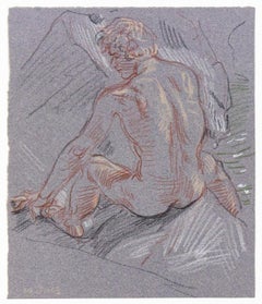 Seated Male Nude From Behind