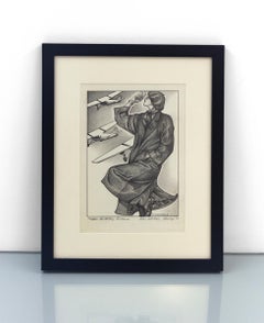 Farewell: Woman in Trench Coat with Planes