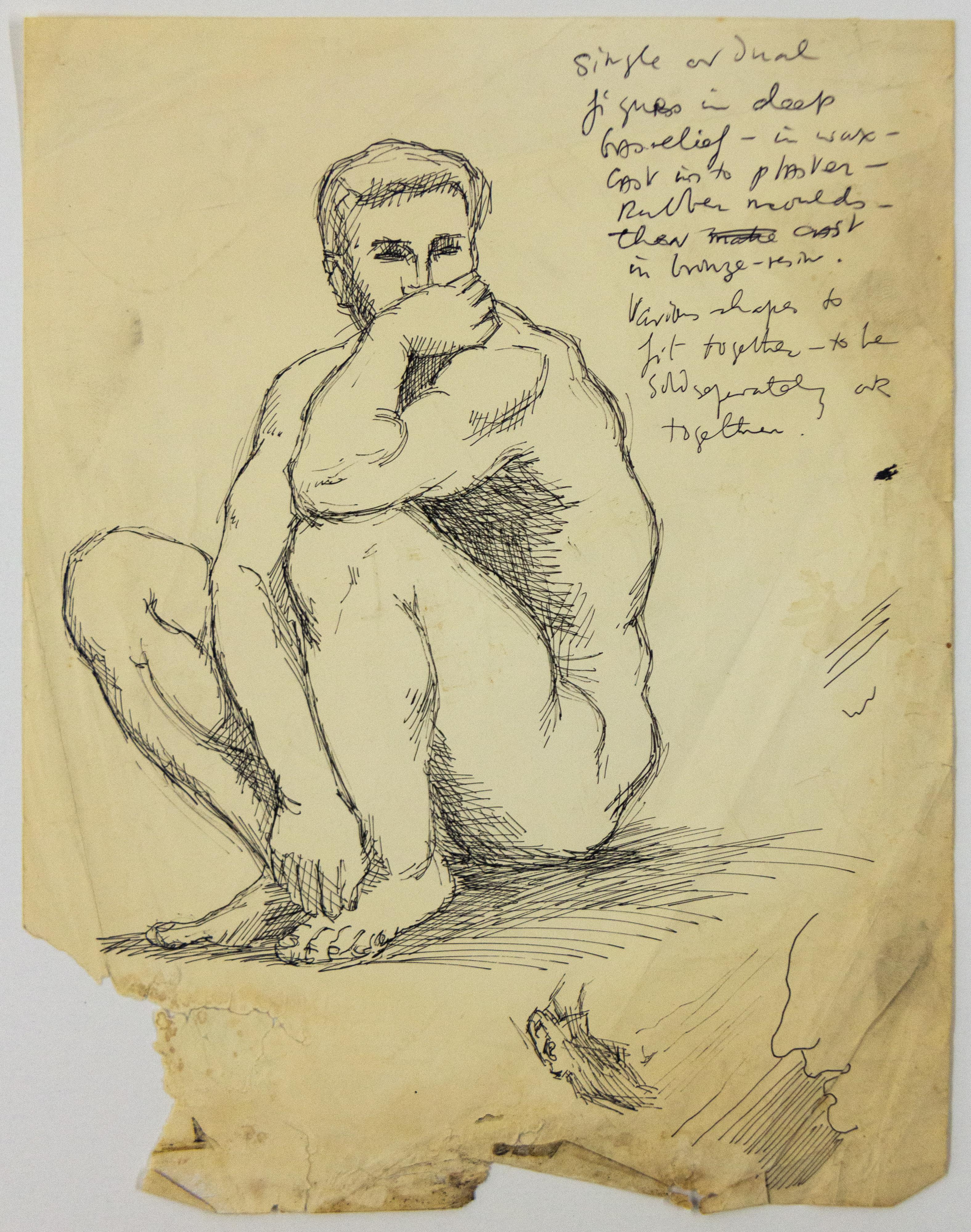 Hombre pensando (Estudio para una escultura) - Art de John S. Barrington