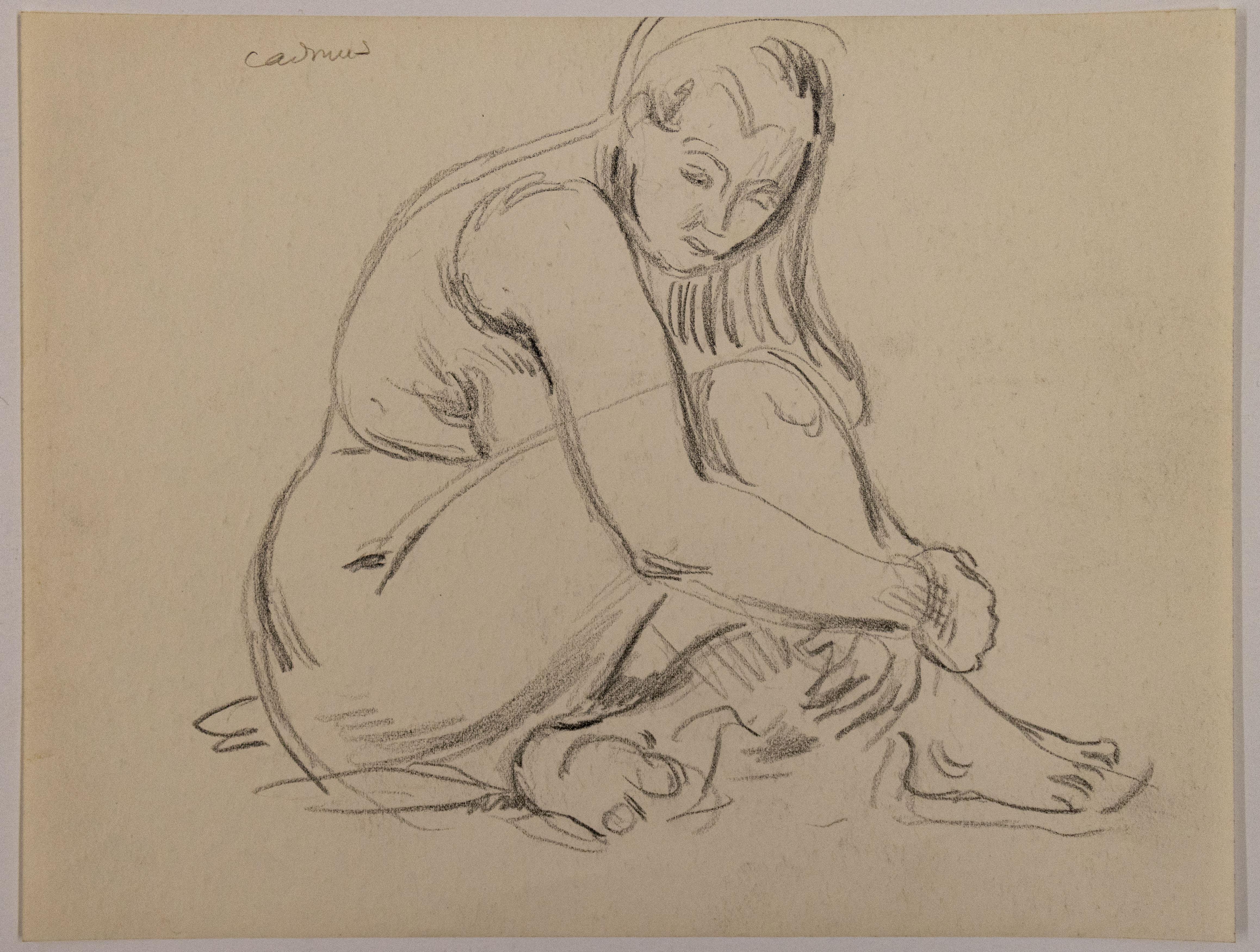 Seated Nude Woman Holding Her Leg - Art by Paul Cadmus