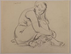 Seated Nude Woman Holding Her Leg