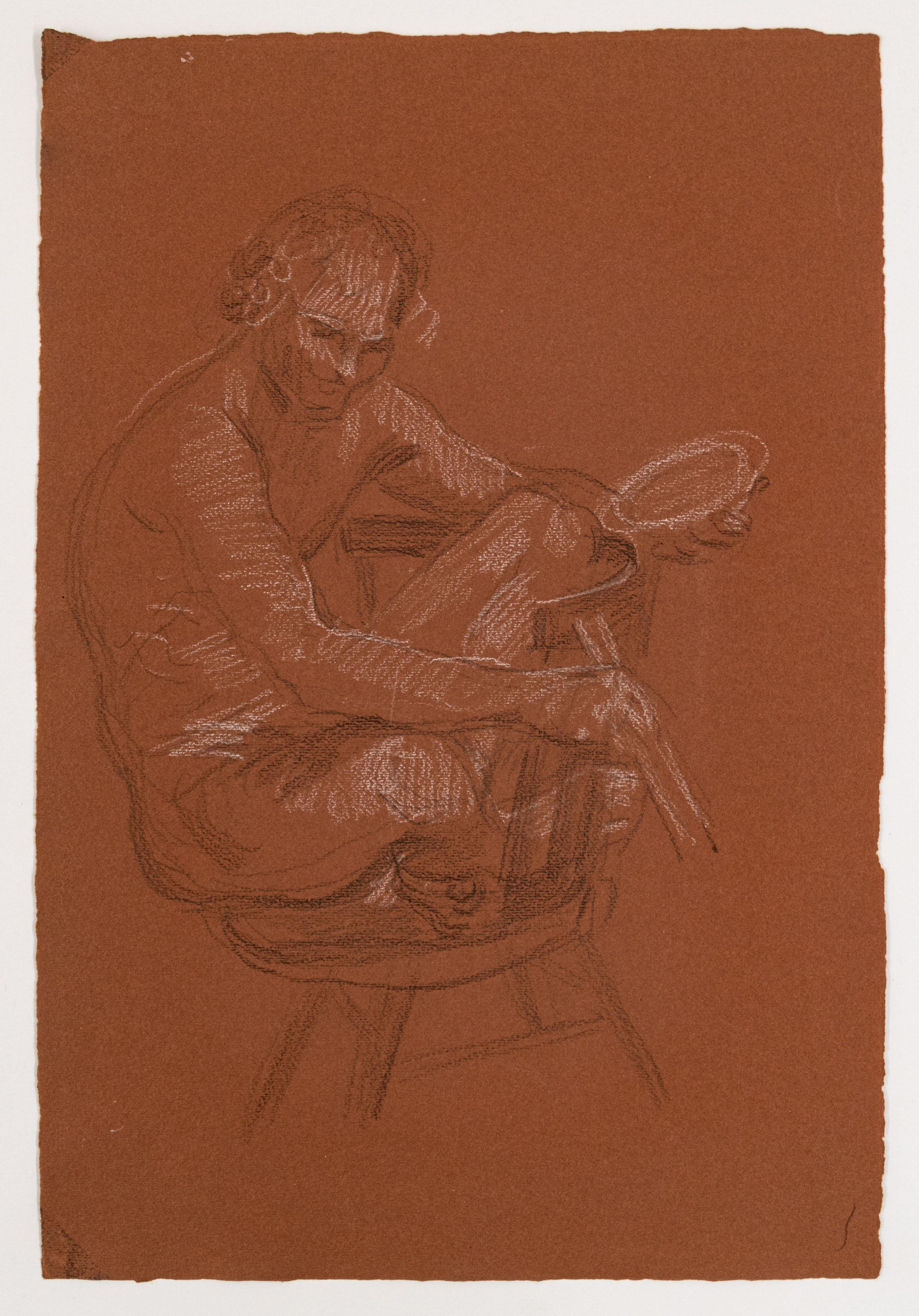 Paul Cadmus Portrait - Painter Crouching on a Chair