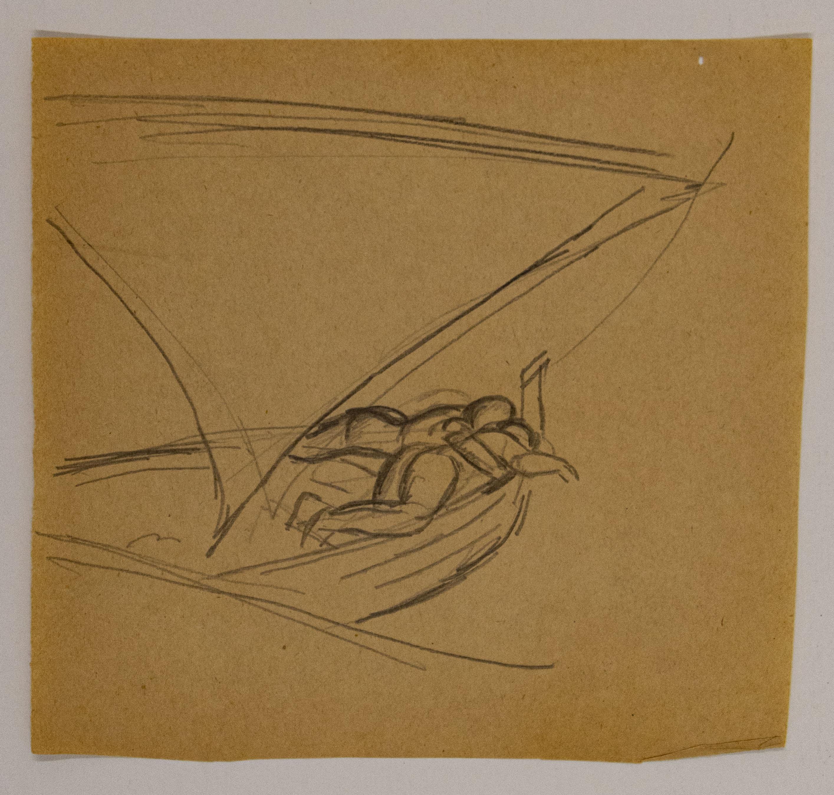 Two Figures on a Boat, Sketch on Paper by Paul Cadmus. 

Graphite on paper

5.75 x 6.25 inches (14.6 x 15.9 cm)

This work is offered by CLAMP in New York City.

Remembered for his meticulous and highly-finished egg tempera satirical depictions of