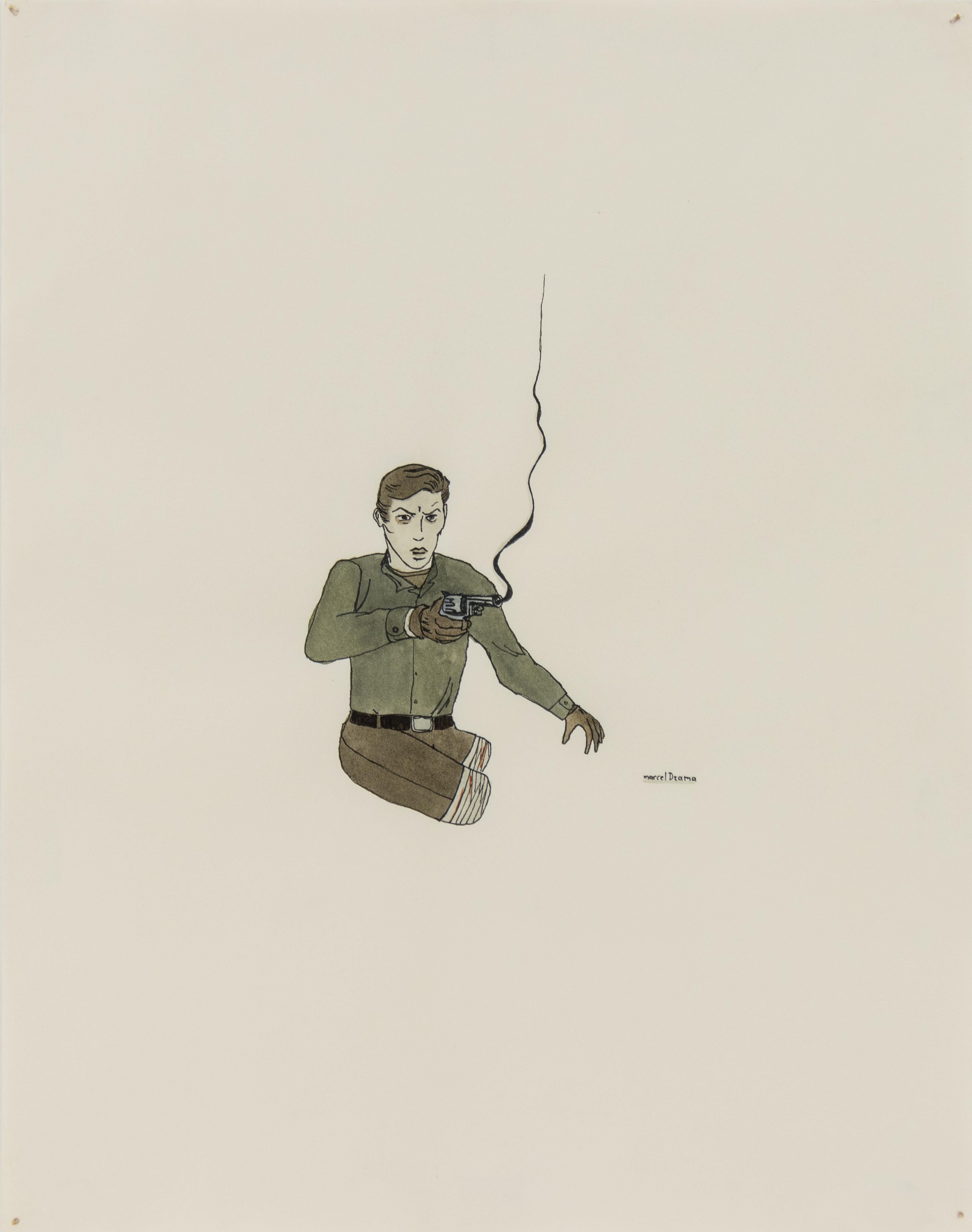 Untitled (Double-Amputee with Gun) - Art by Marcel Dzama