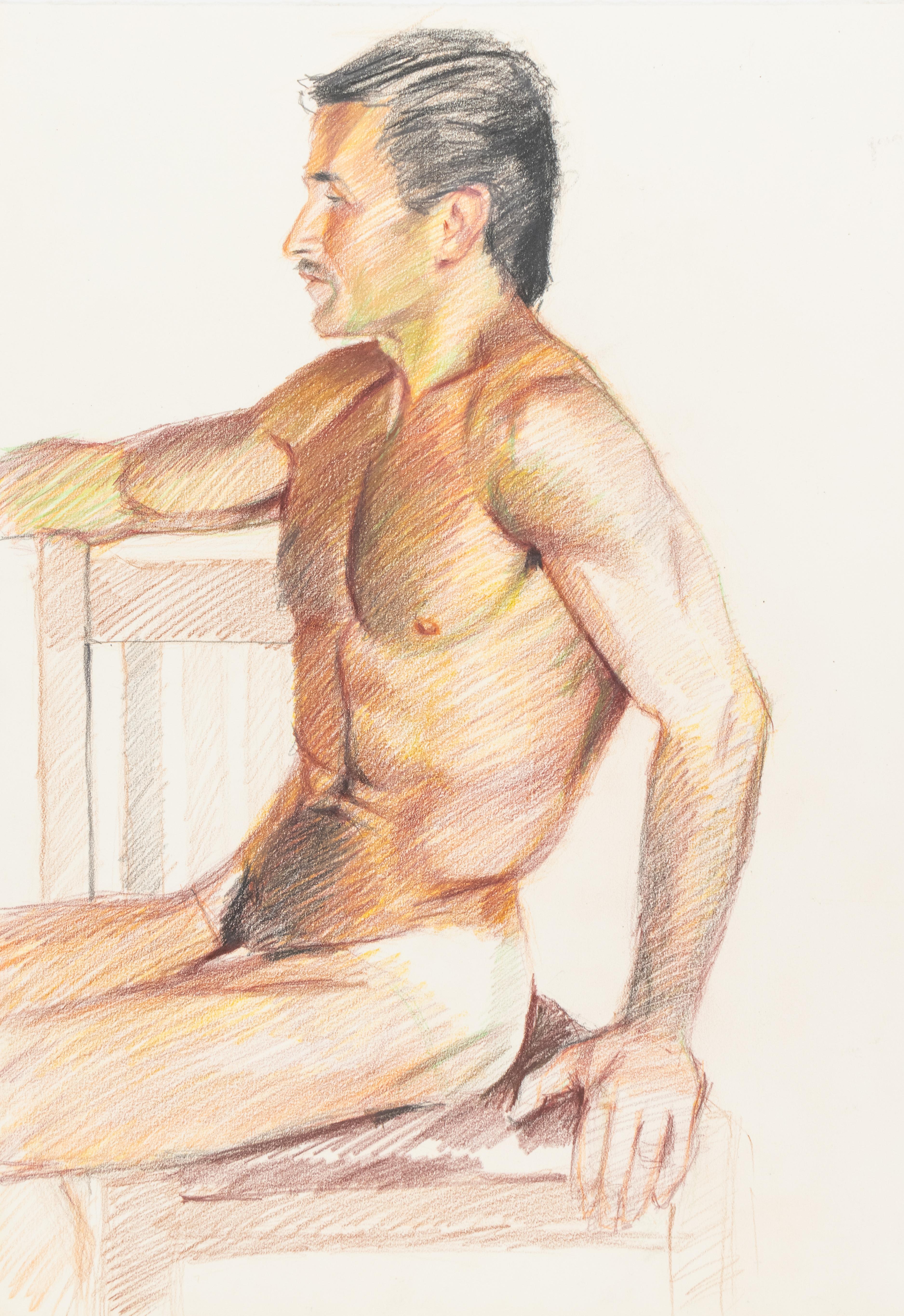 Untitled (Seated Nude Male Facing Left) - Art by Mark Beard