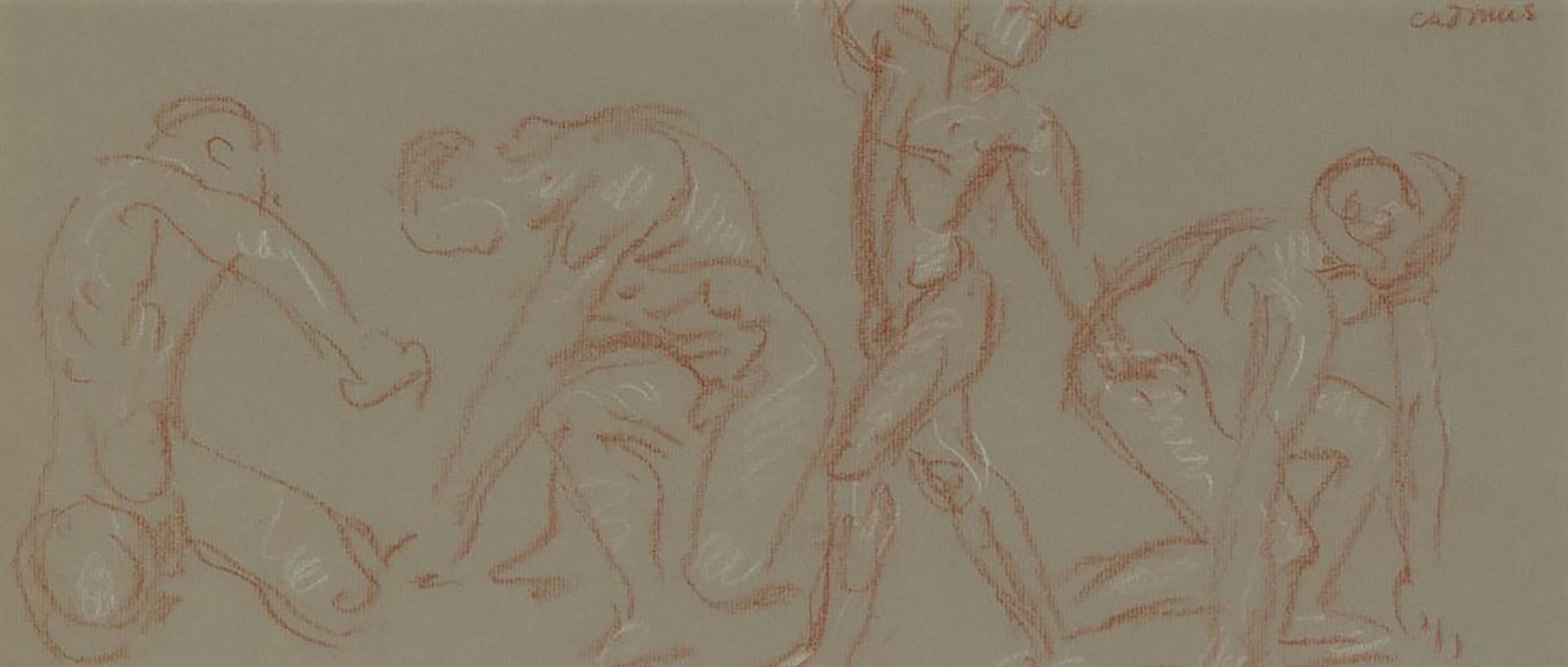 Paul Cadmus Figurative Art - Multi-Figure Nude Study