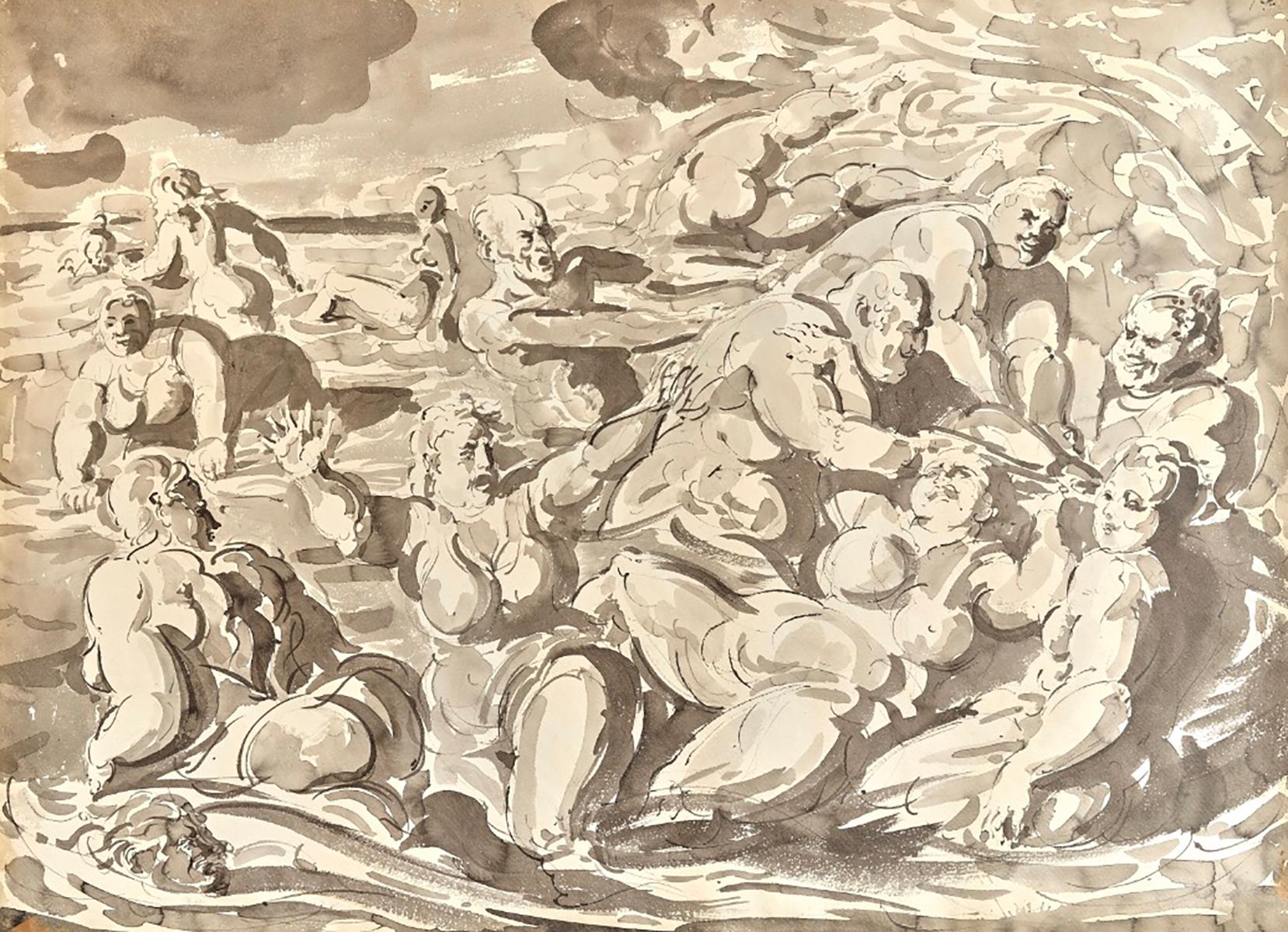 Reginald Marsh (1898-1954) painting.

c. 1954

Ink and wash on paper (double-sided)

22.25 x 30.5 inches

Contact gallery for price.

Reginald Marsh was an American painter, born in Paris, most notable for his depictions of life in New York City in
