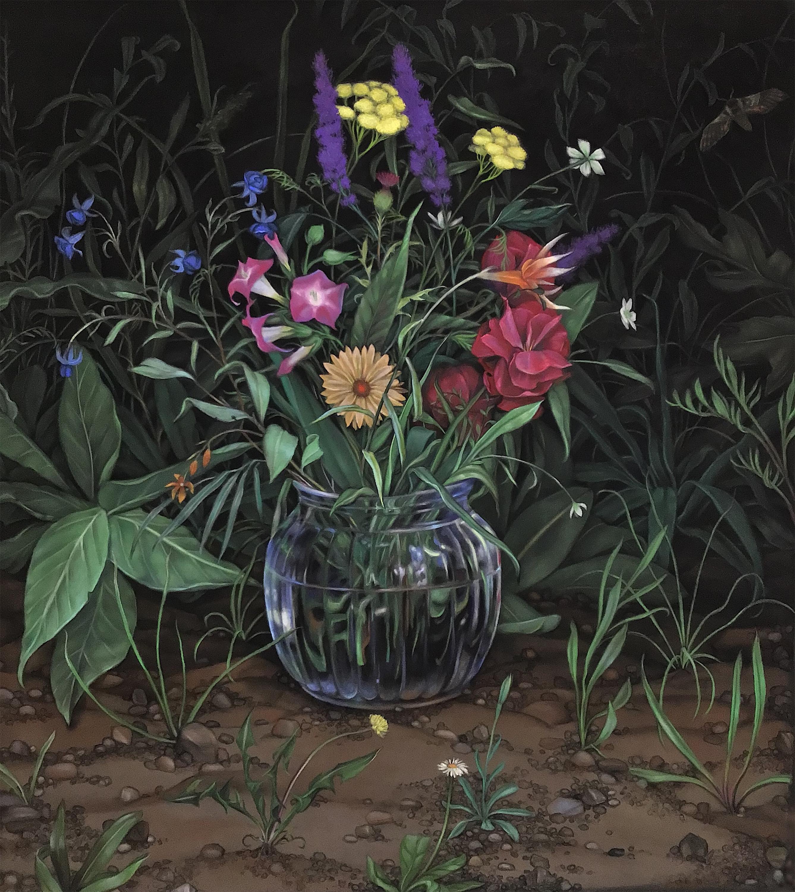 Stilleben in einem Graben Nr. 3, Contemporary Floral Pastel Drawing – Art von Zachari Logan