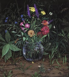 Still Life in a Ditch No. 3, Contemporary Floral Pastel Drawing