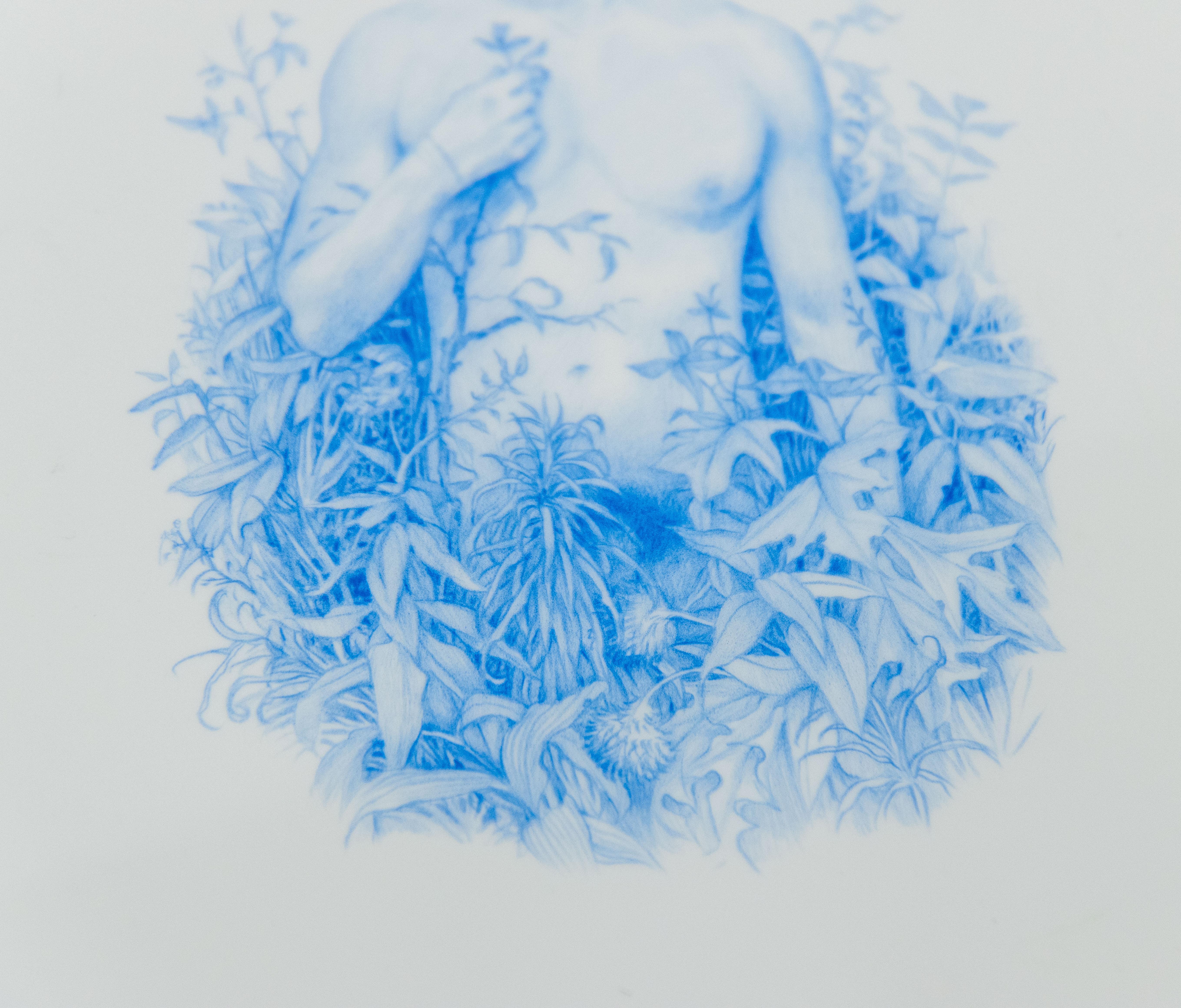 This drawing by Zachari Logan is a self portrait made with colored pencil on Mylar depicting the artist nude immersed in the foliage of the forest.

Forest No. 1, After Tom
2022

Accompanied by certificate of authenticity signed by the