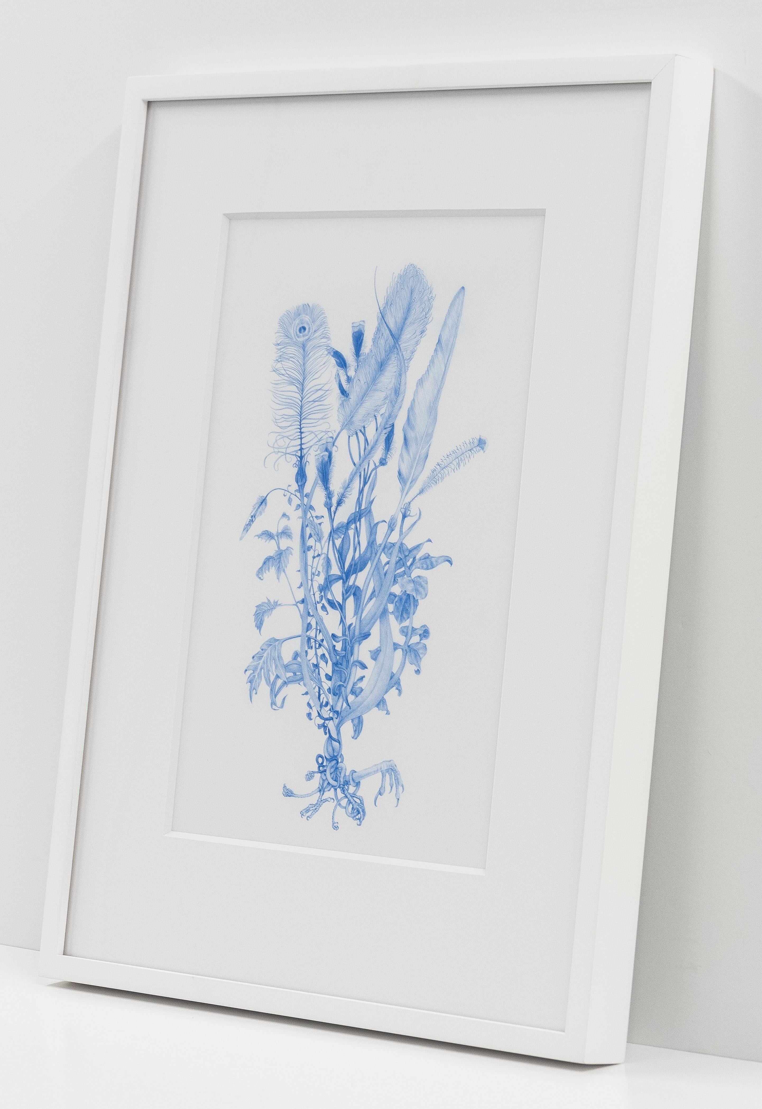 This is a drawing in blue color pencil on Mylar by Zachari Logan, depicting a bouquet of feathers.

Bouquet (Avian), from Enigmas
c. 2023

Accompanied by a certificate of authenticity

Colored pencil on Mylar

13 x 8.5 inches

Contact gallery for