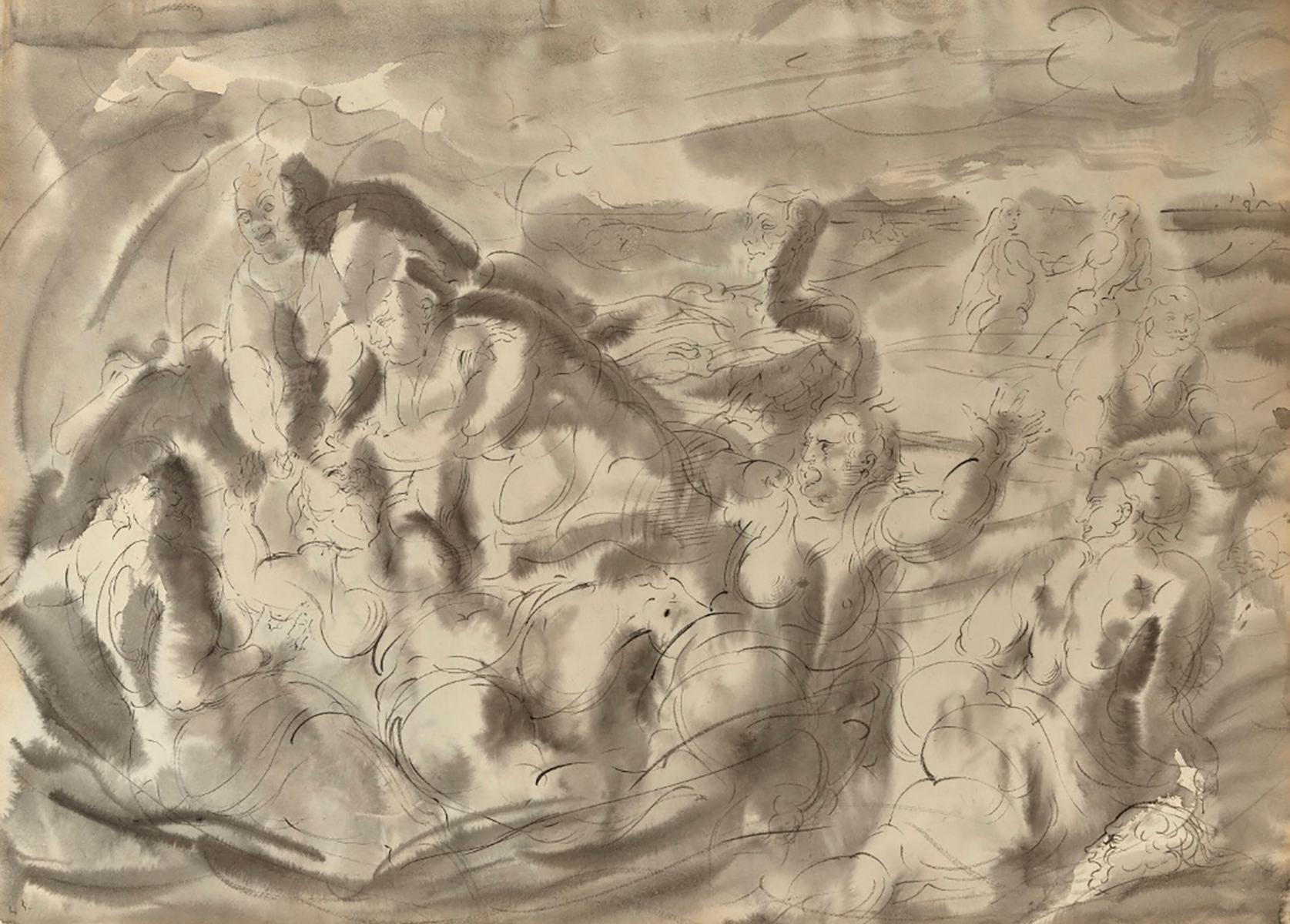 Bathers in Surf, Reginald Marsh Painting For Sale 2