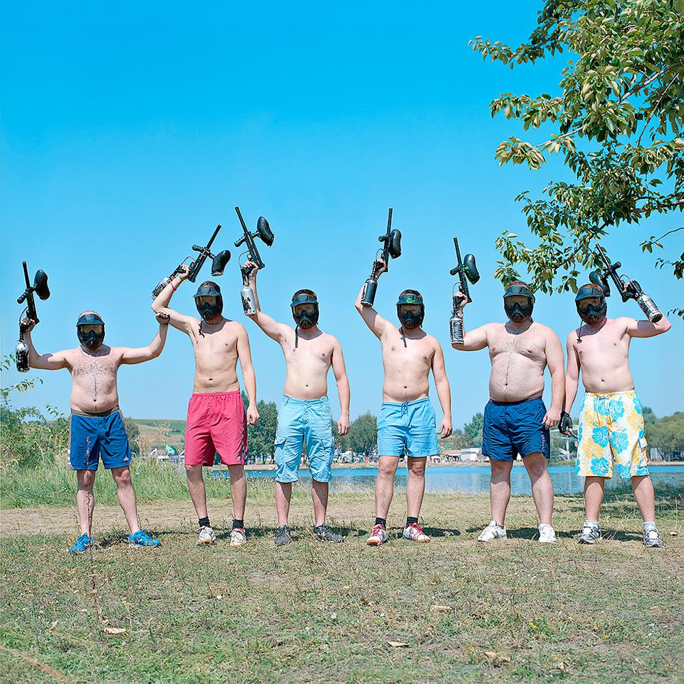 Evžen Sobek Figurative Photograph - Untitled (Guys with Guns)