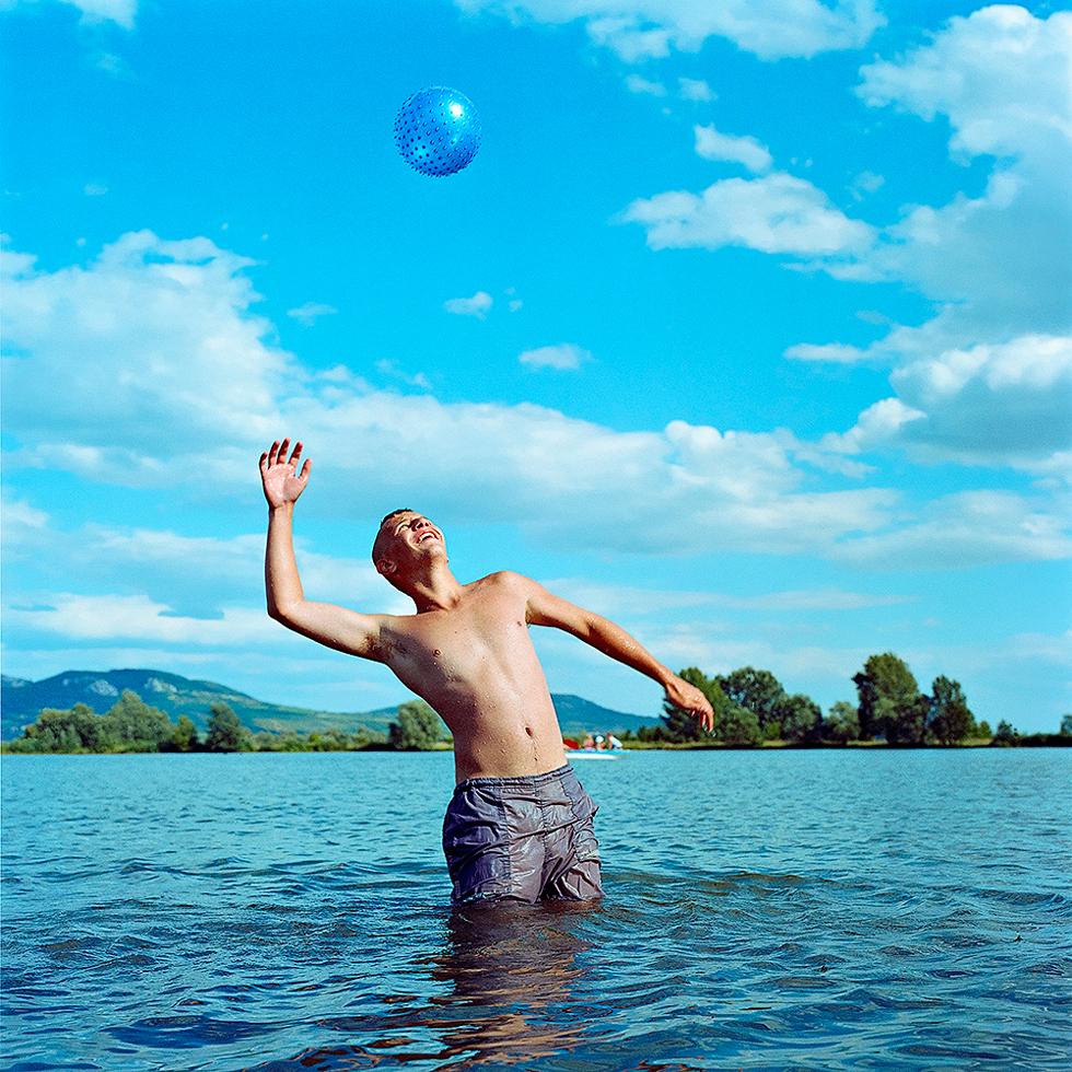 Evžen Sobek Portrait Photograph - Untitled (Boy with Ball)