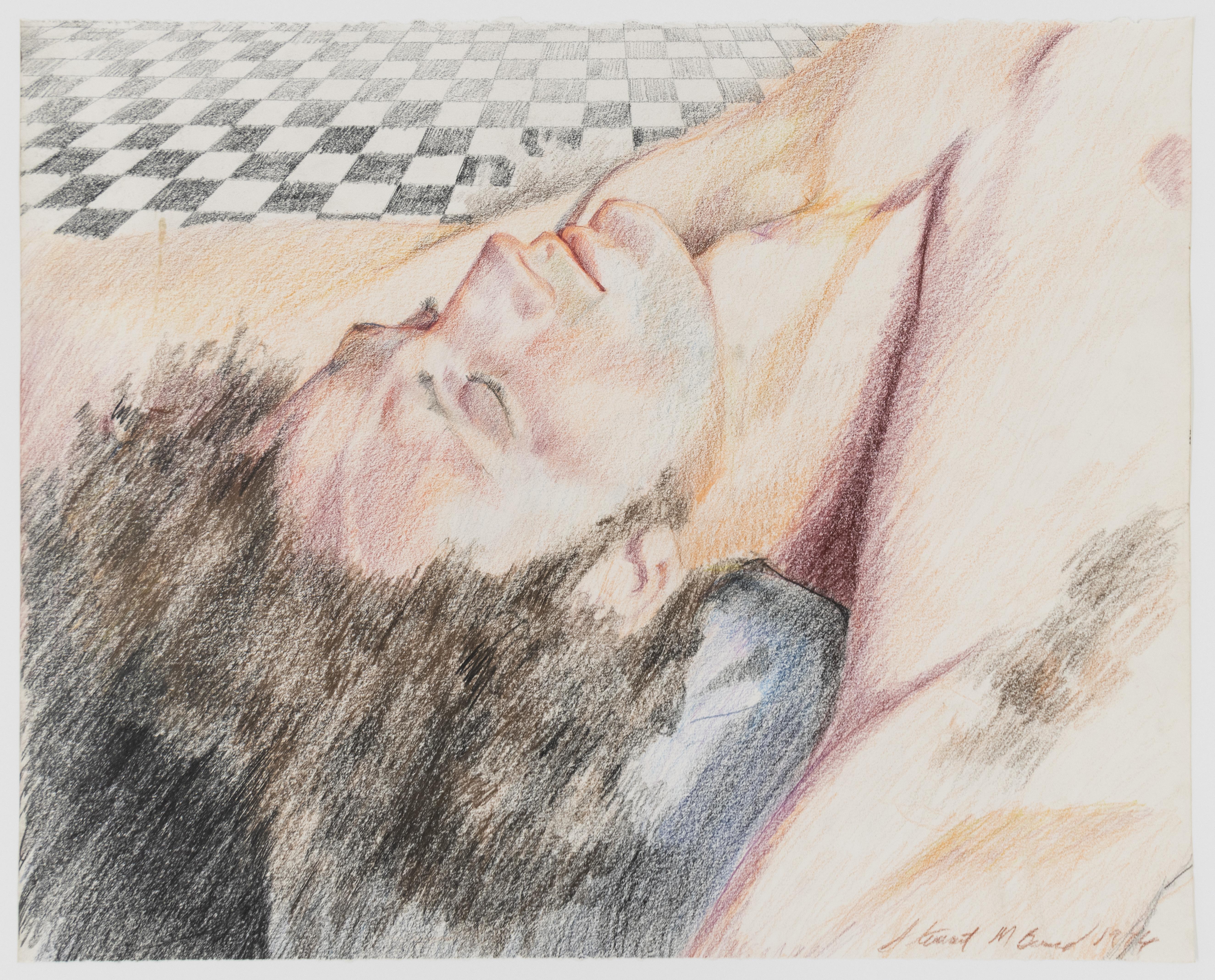 Untitled (Man Reclining on Tile Floor) - Art by Mark Beard