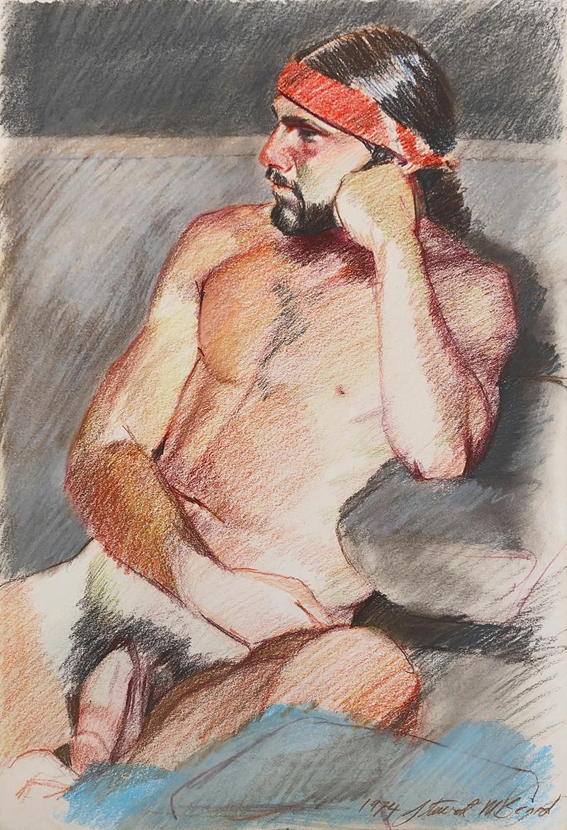 Mark Beard Portrait - Untitled (Nude Man in Red Headband)