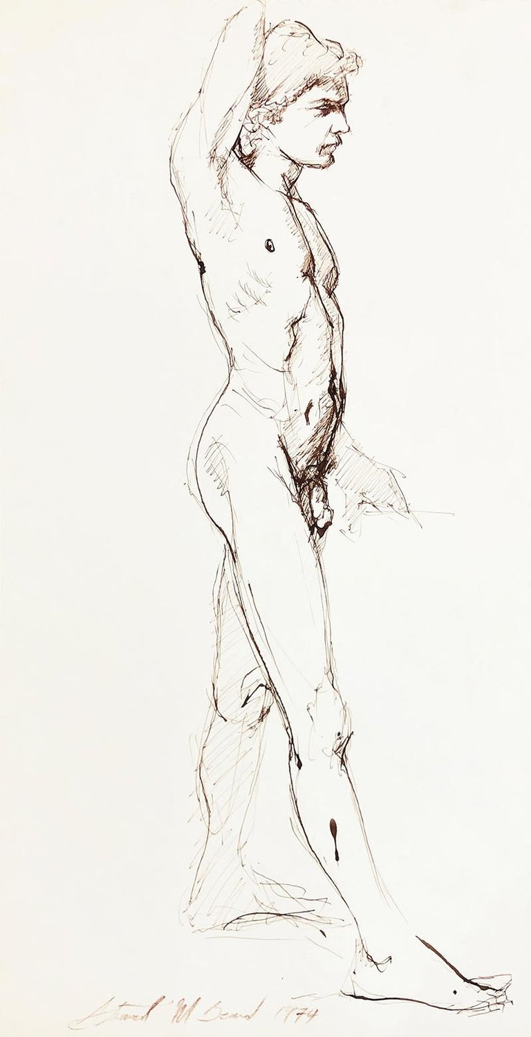 Mark Beard Figurative Art - Untitled (Standing Male Nude Facing Right)