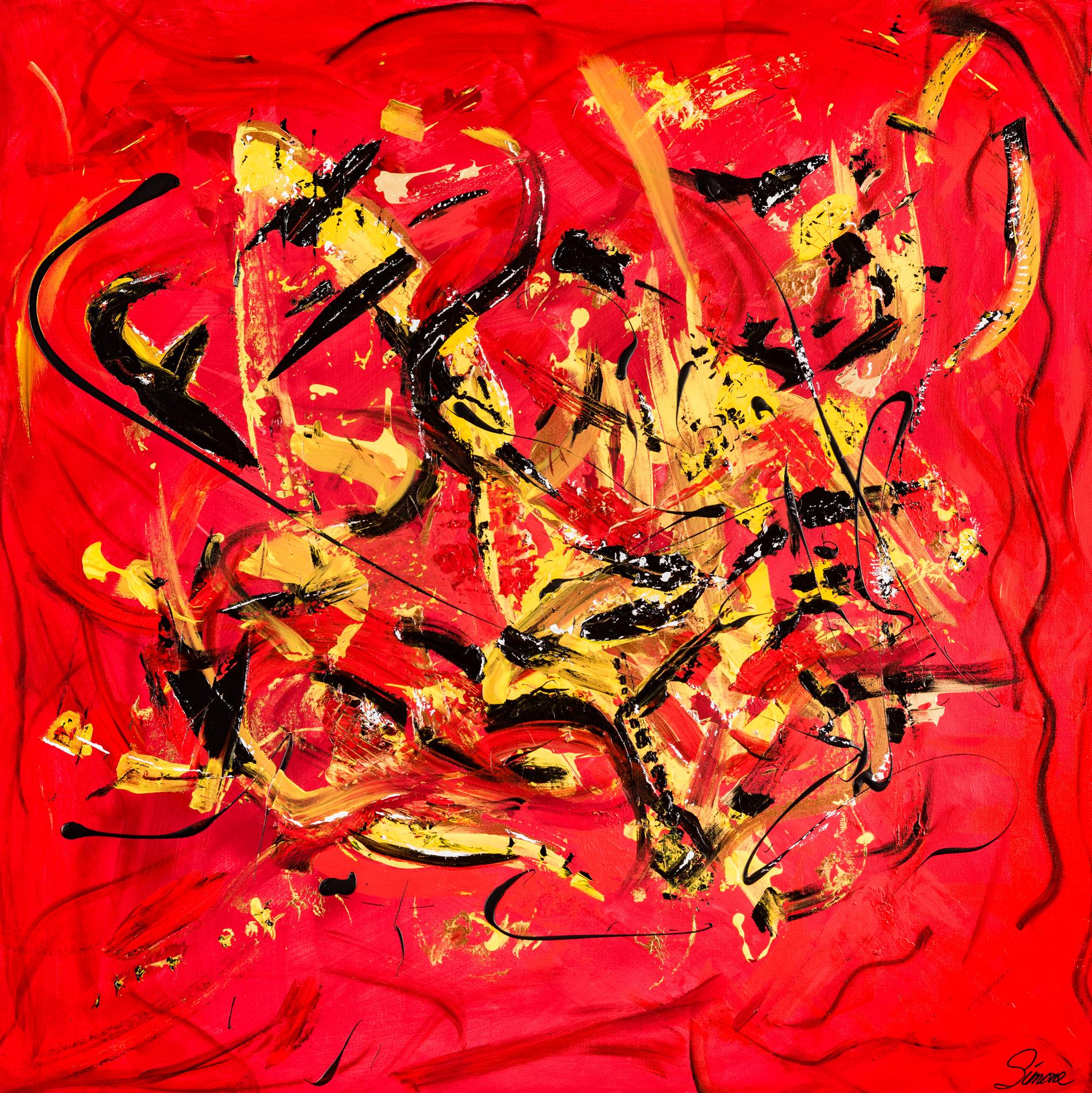 Simone Davis Abstract Painting - Crimson Fire