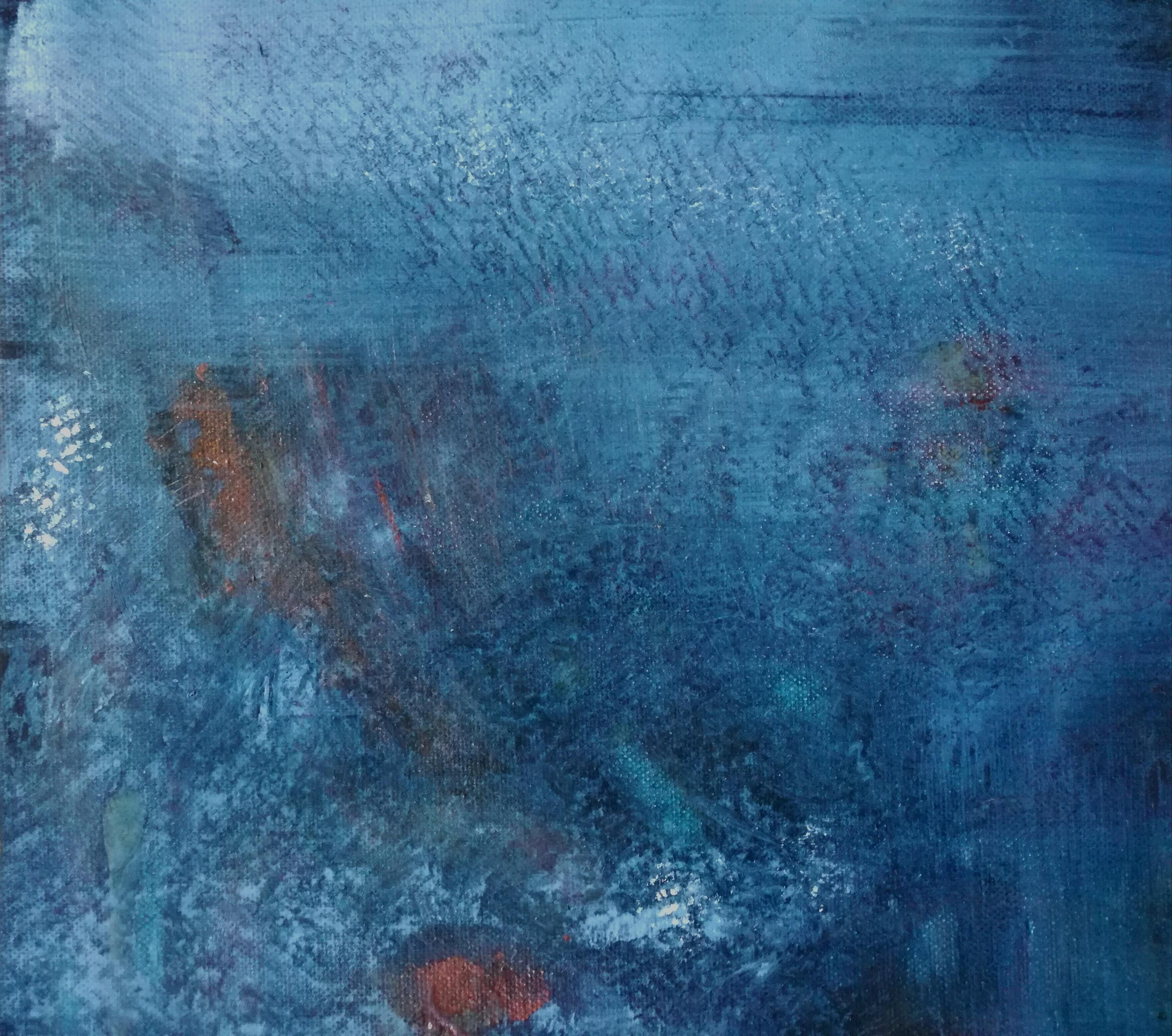 Winter Solstice  - Blue Abstract Painting by Katrin Waite