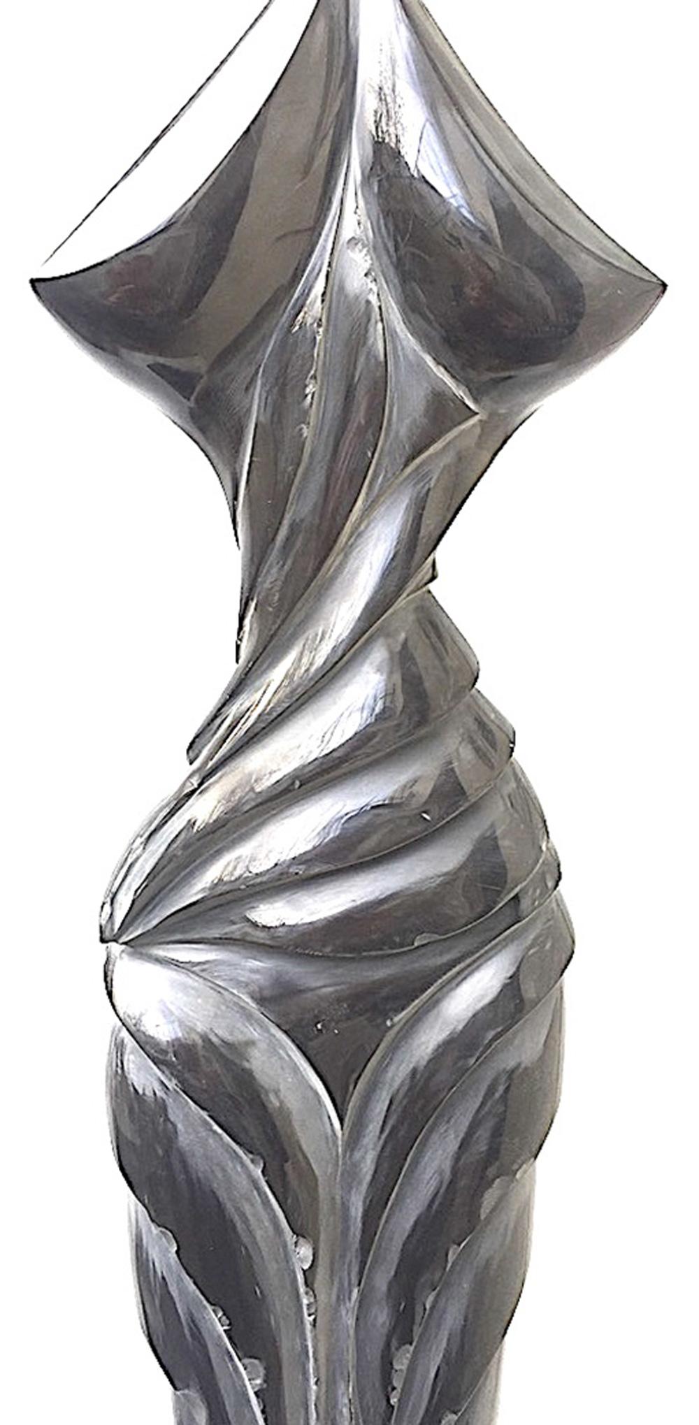 Night Veil - Gray Abstract Sculpture by Marian Sava