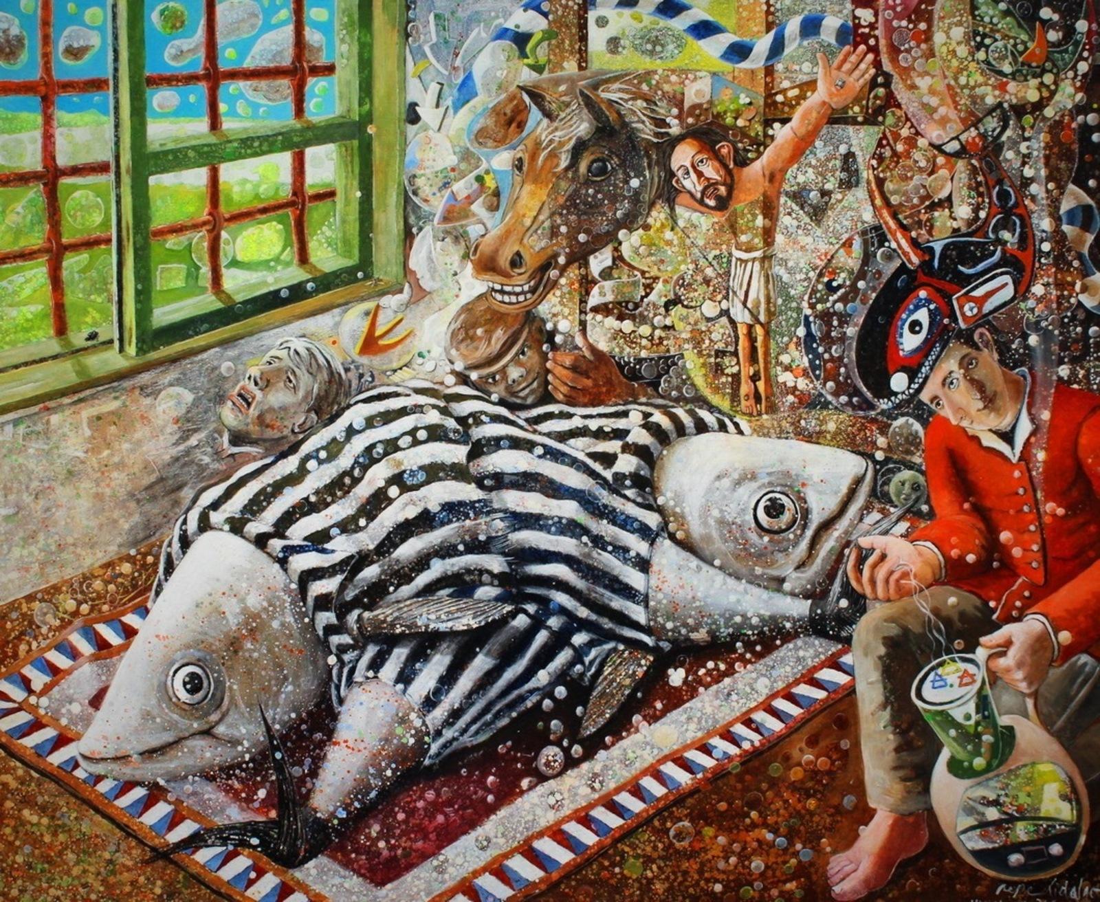 Pepe Hidalgo Figurative Painting - The Age of Pisces to Aquarius