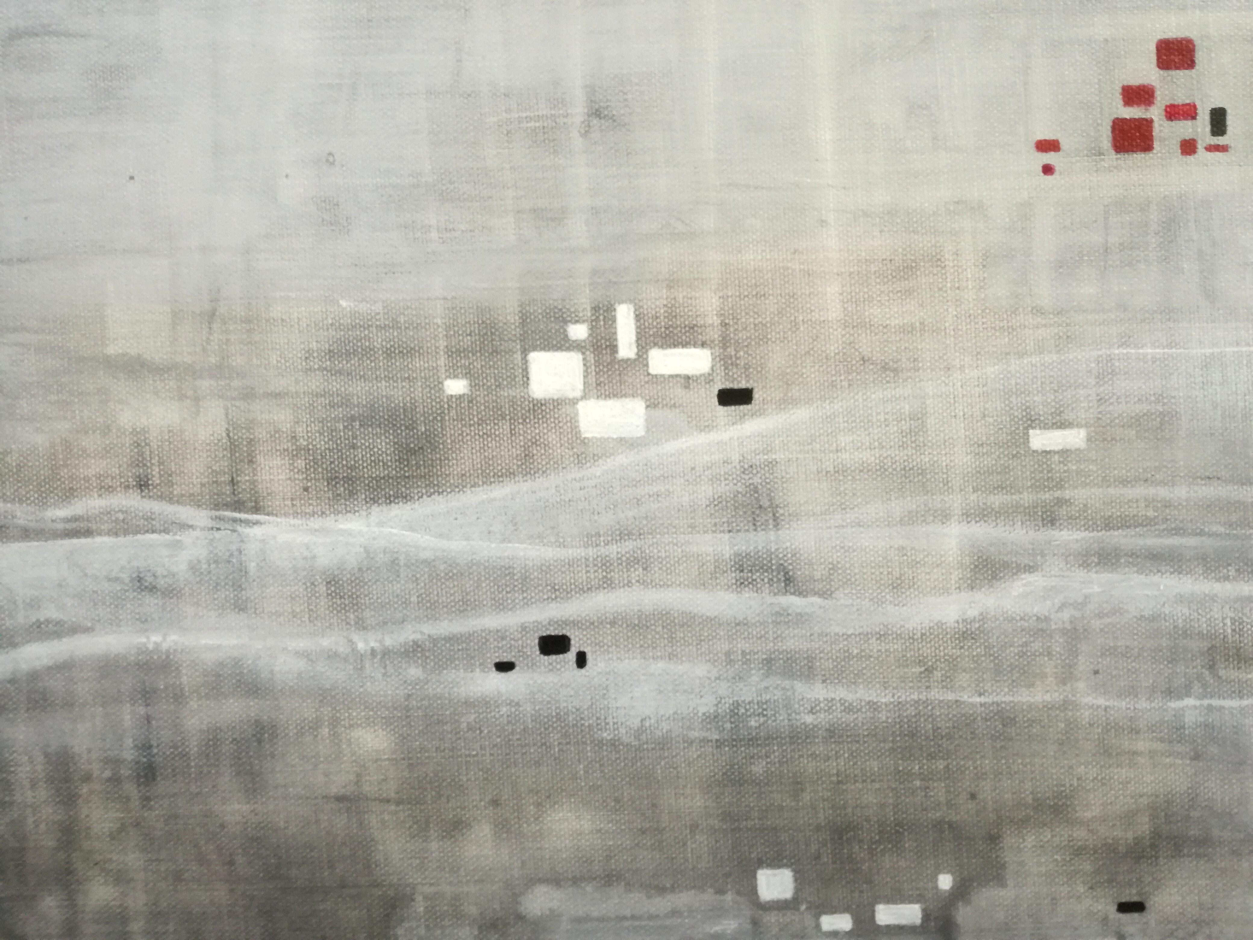 Rural Place  - Gray Abstract Painting by Katrin Waite