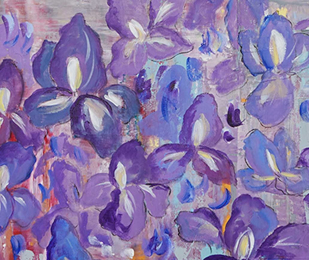 Irises by European Artist Maria Dermengiu Contemporary 21st Century Abstract Art For Sale 1
