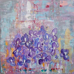 Irises by European Artist Maria Dermengiu Contemporary 21st Century Abstract Art
