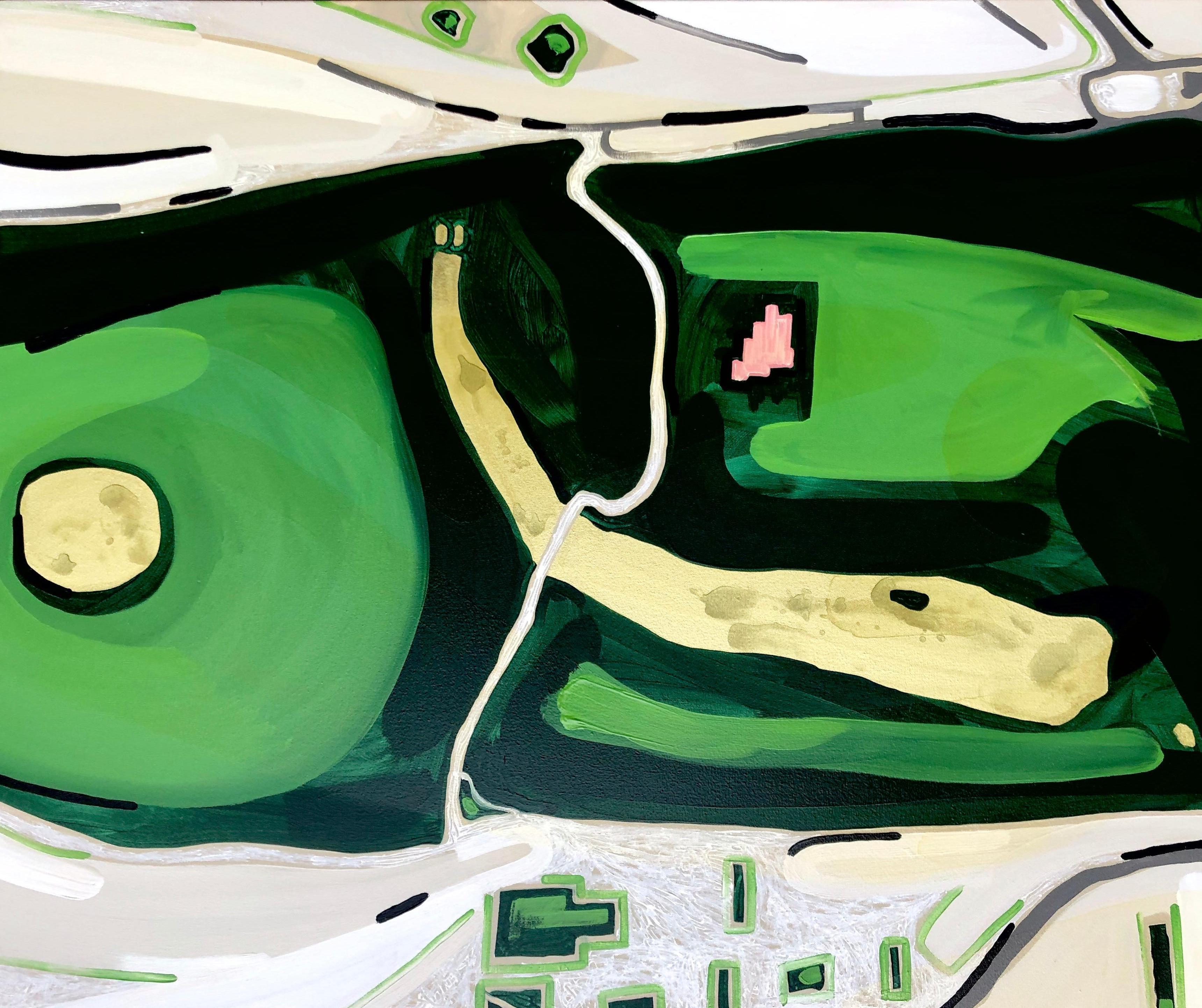 Hyde Park - as seen from above.

Part of an exclusive London seen from above collection due to be shown in London this spring.

Framed acrylic and gold leaf paint. Covered with a layer of finishing polish.

1200/1000mm, on canvas

A collection of