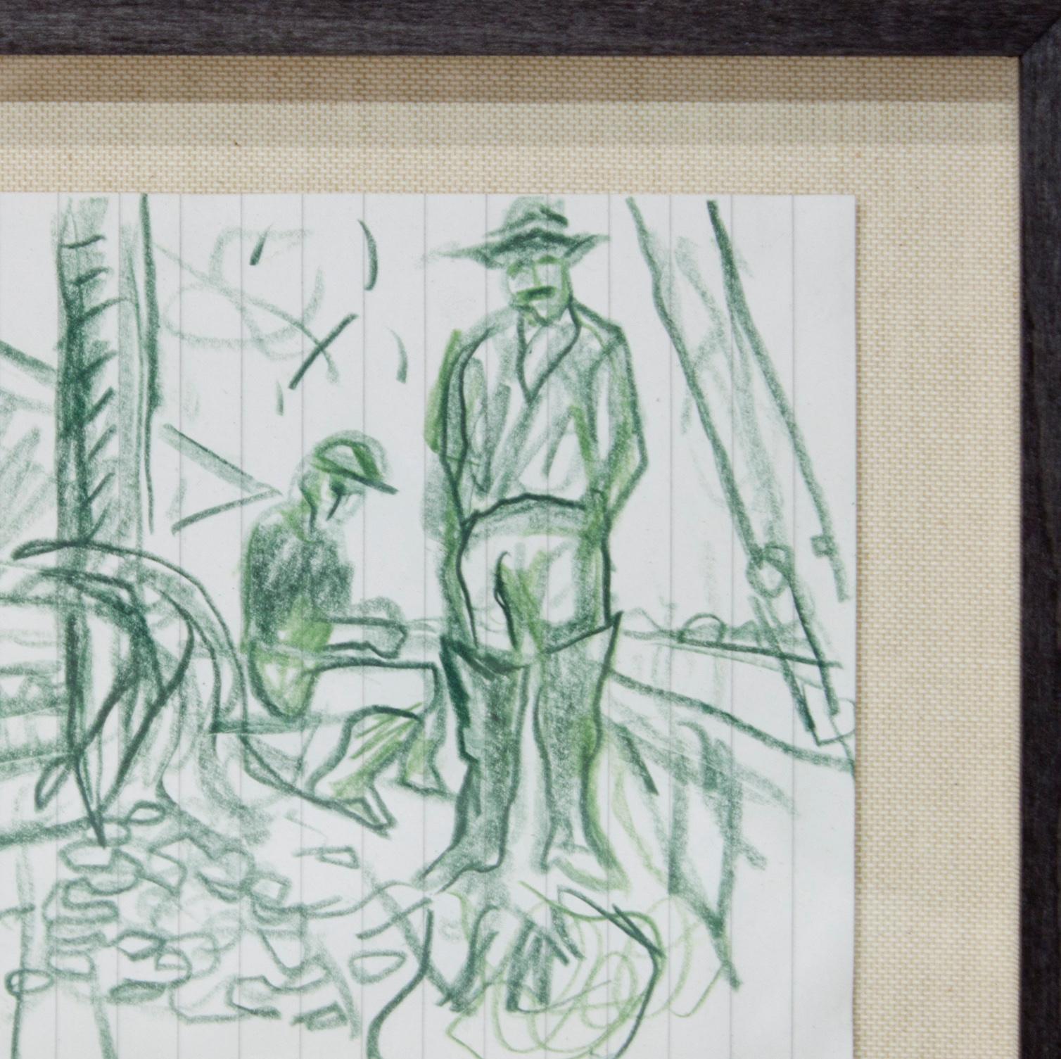 Uomo seduto (Acchiappa ostriche, Estuario del Tamigi 1932) - Art di Billy Childish
