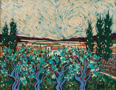 Framed Abstract Post-Impressionist Landscape Oil Painting by Jean Nerfin