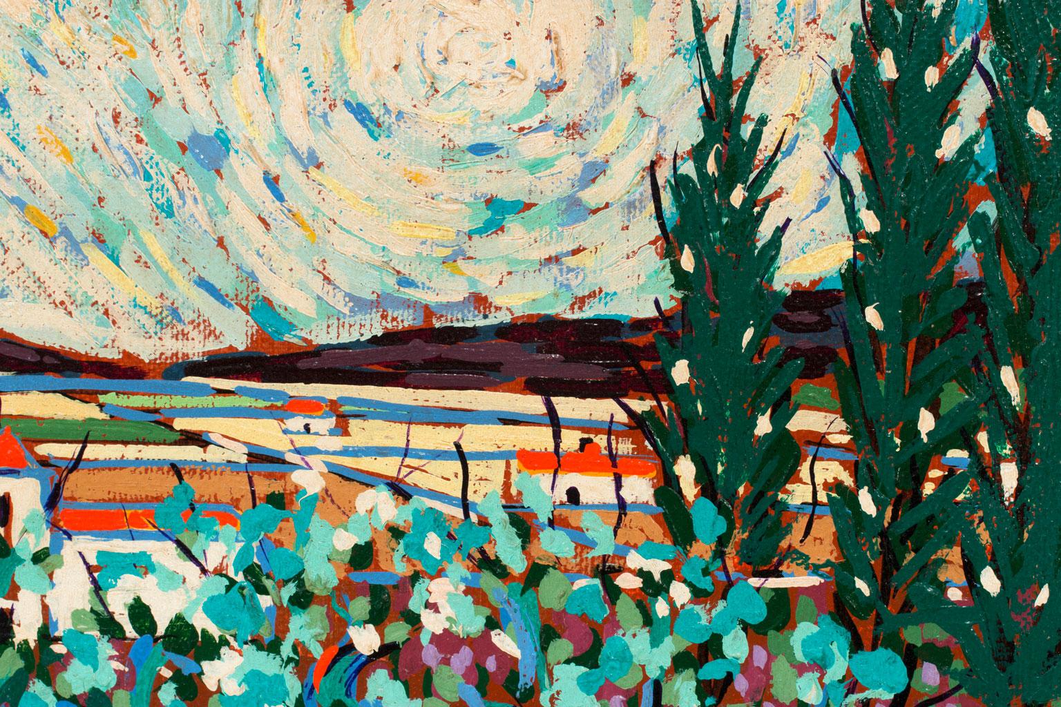 Framed Abstract Post-Impressionist Landscape Oil Painting by Jean Nerfin 1