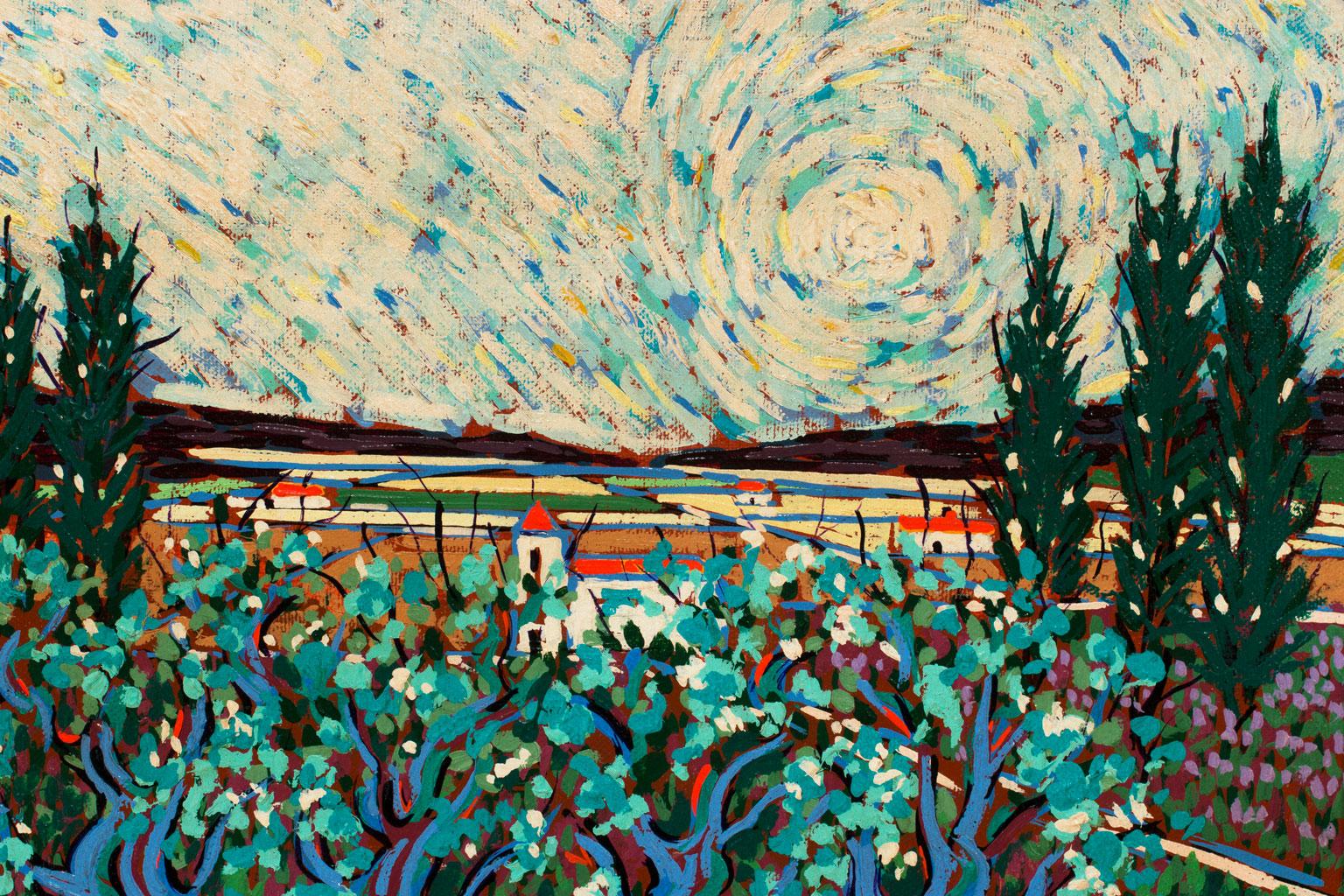 Untitled Abstract Landscape, an original oil on canvas by Jean Nerfin, is a piece for the true collector. Nerfin's use of color and a combined Post-Impressionist-Fauvism-Pointillism style speaks to a unique style of his own. His works have