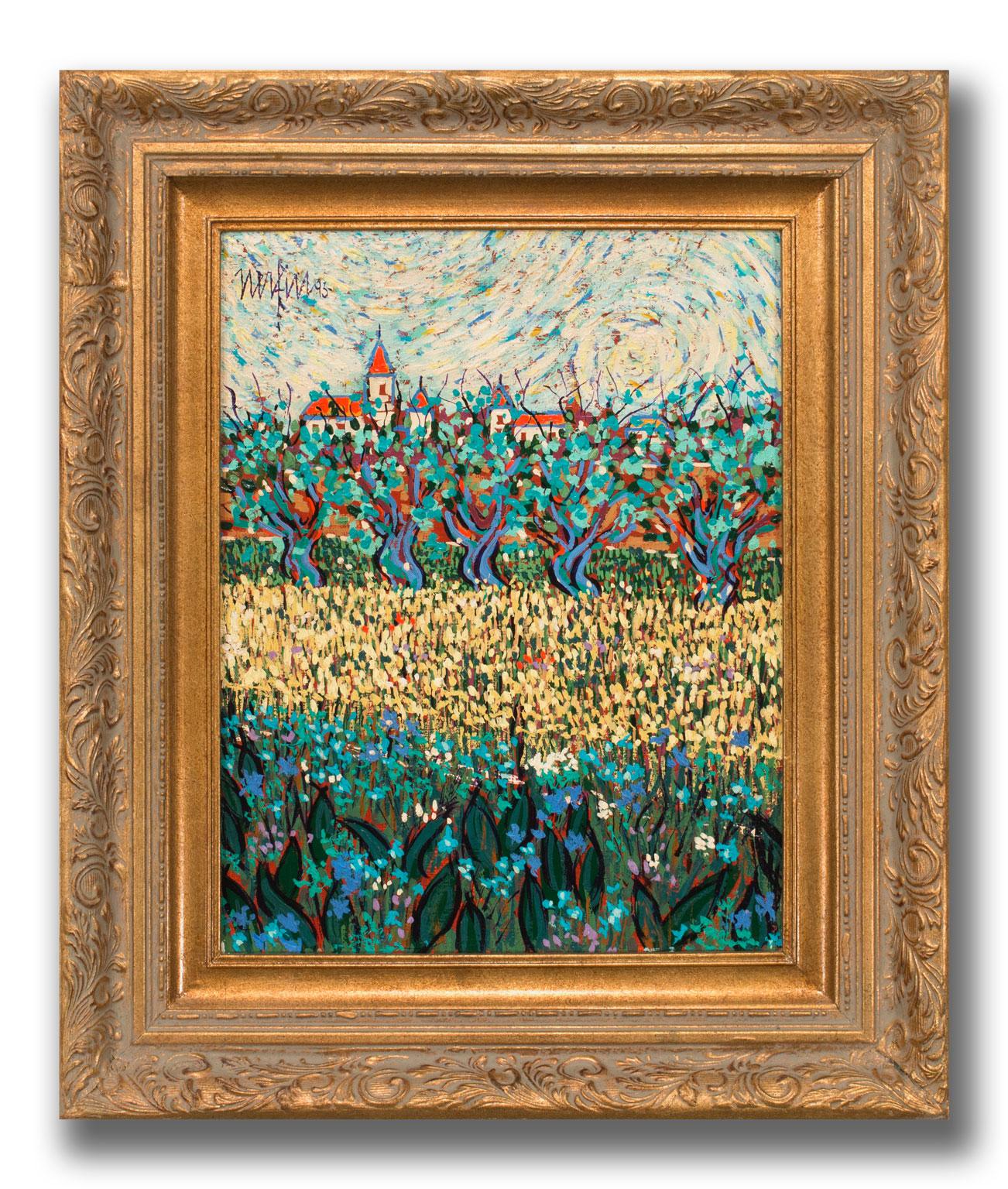 Framed Abstract Post-Impressionist Landscape Oil Painting by Jean Nerfin 1