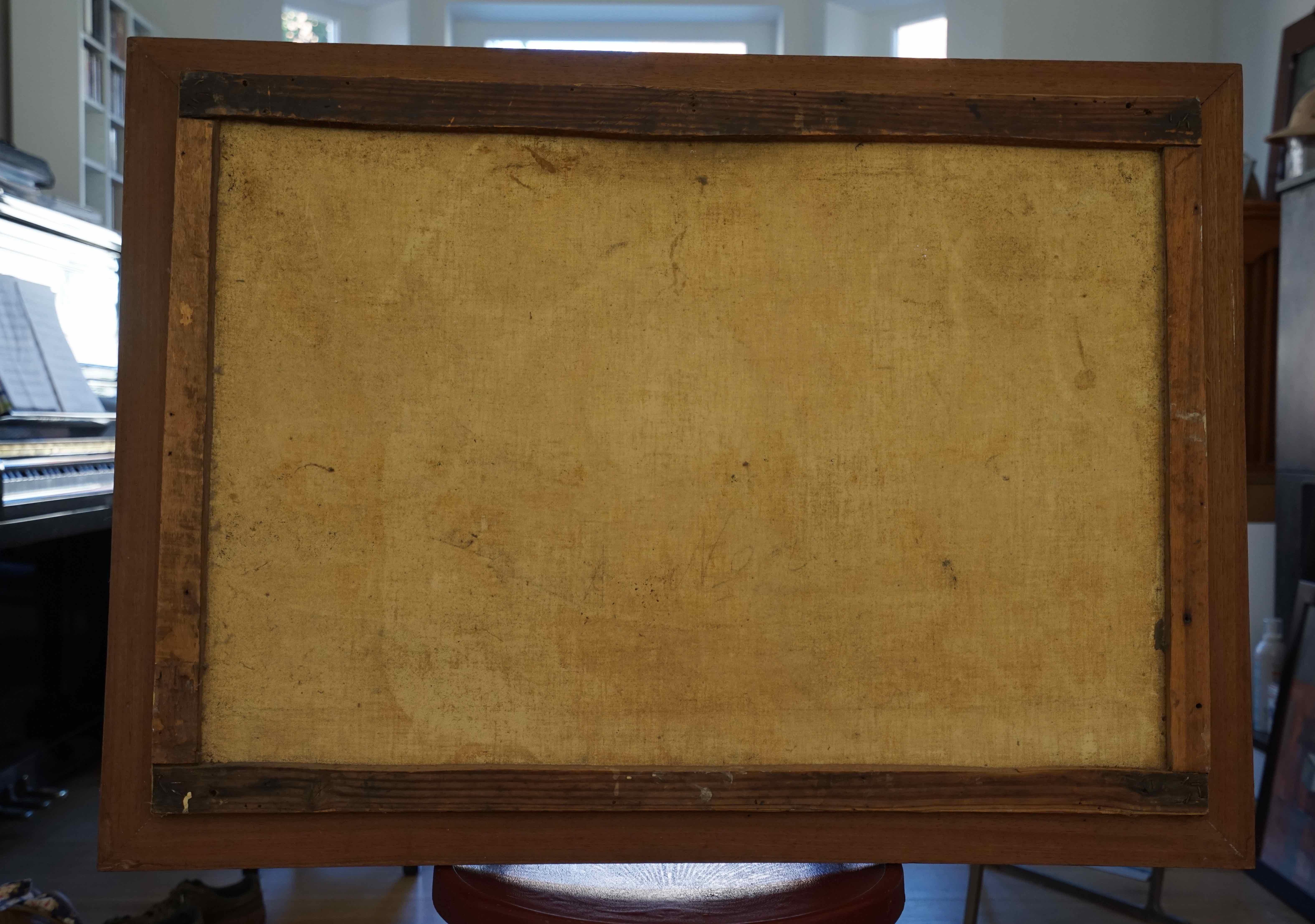 A lovely pair of African landscape paintings by a congolese artist from the 1950's.
The canvas size is 64x90 cm and the frames measure 75x101 cm
