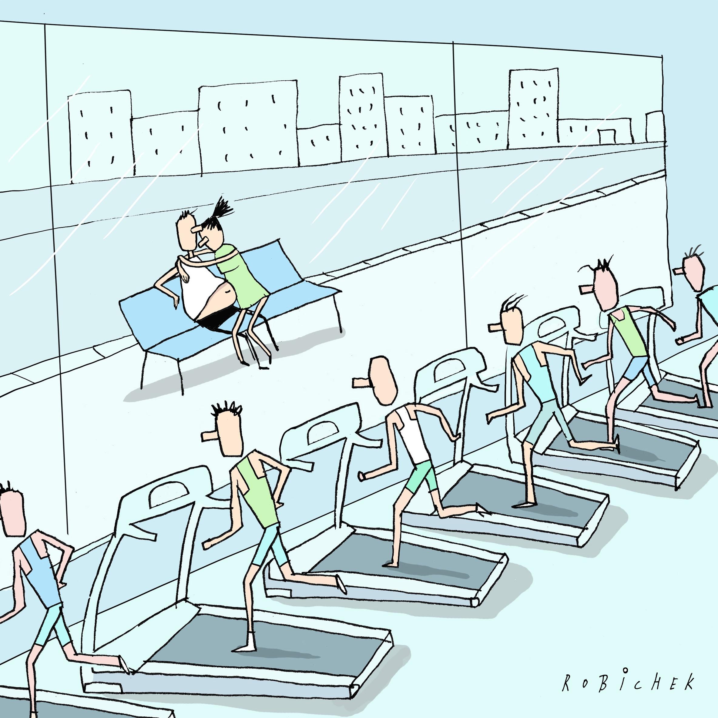 GYMMED OUT - ILLUSTRATION ART - COMEDY - HUMOUR - WHIMSICAL   - Art by Yuval Robichek