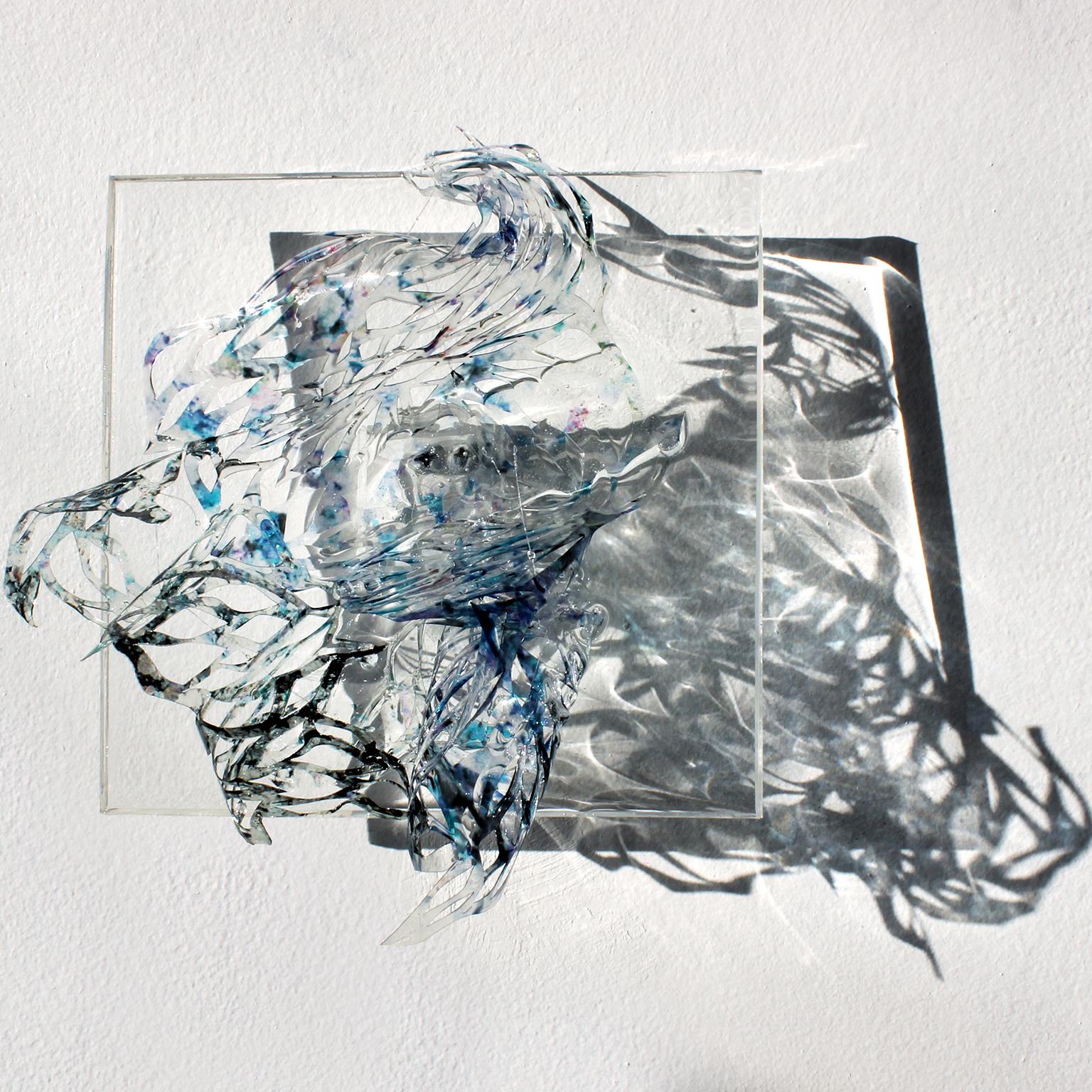 Medium: hand cut mylar, acetate, resin, acrylic

Julia Sinelnikova is an interdisciplinary artist who works with holograms, performance, and digital culture. Her light installations have been exhibited internationally, and she has performed widely