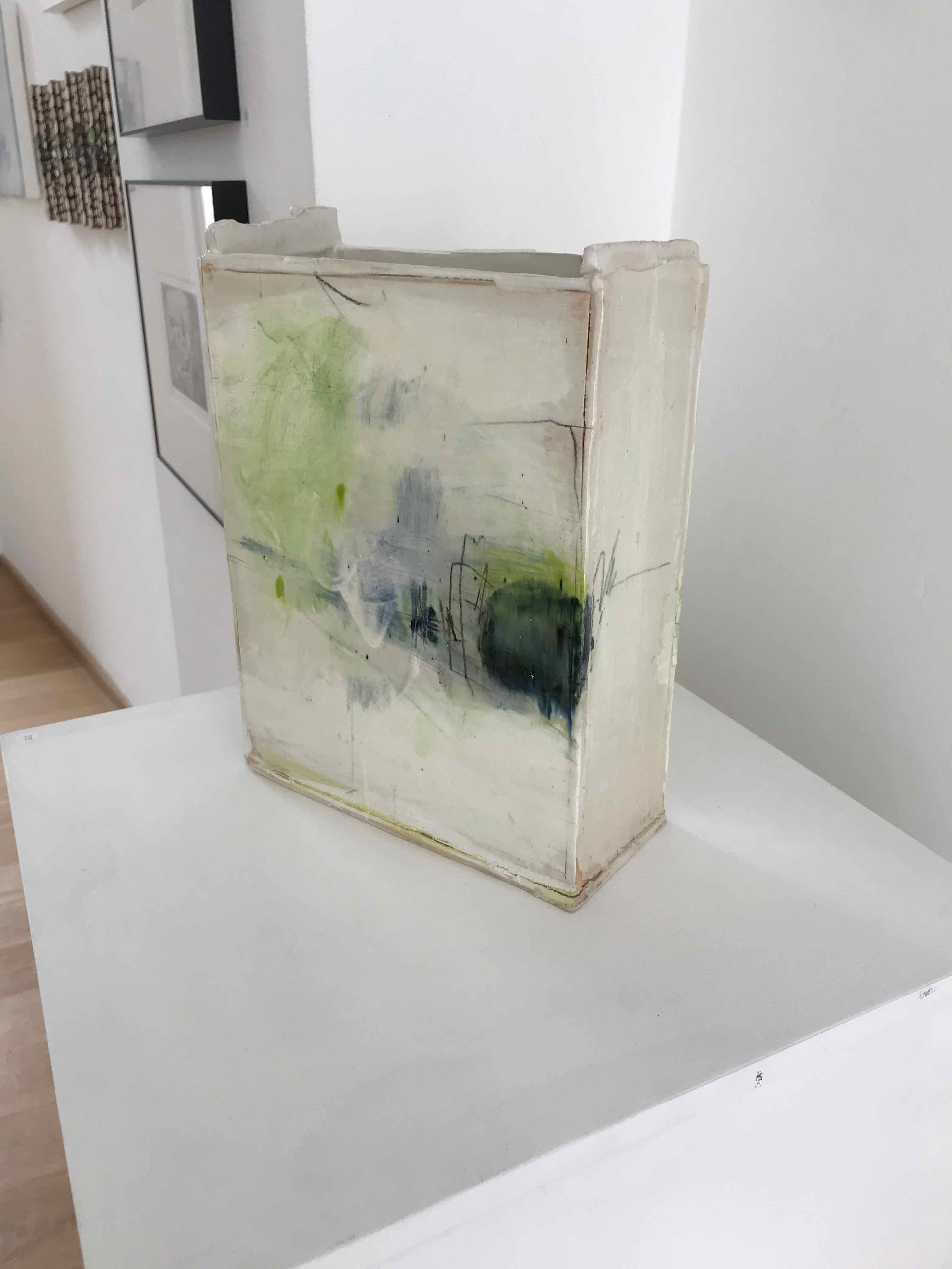 This ceramic vessel is one of Barry’s larger slab works, which are three-dimensional paintings that you can walk around, and view from many angles.

Barry Stedman’s ceramics are influenced by drawings made within the land, exploring relationships