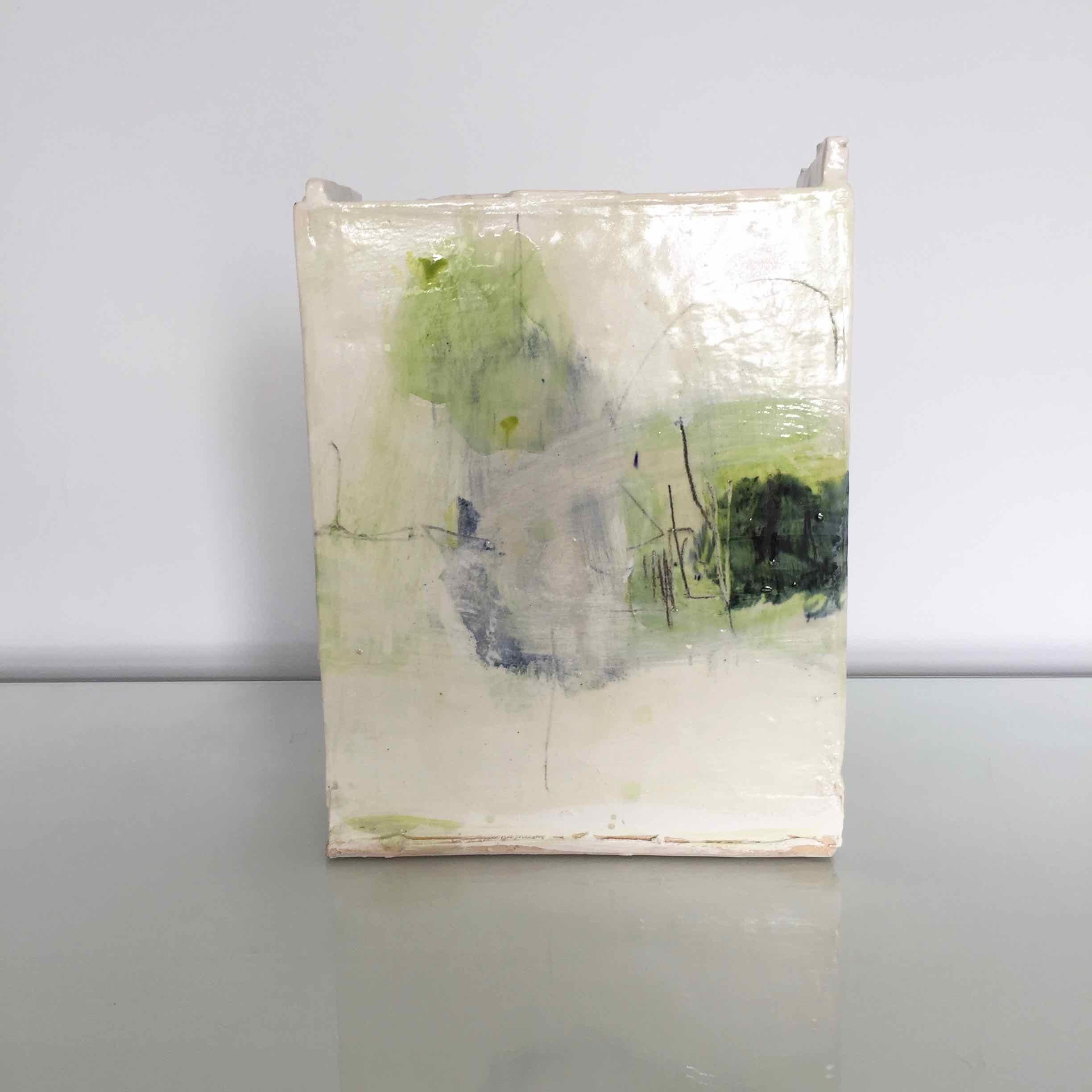 Ceramic Slab Vessel with Painted Glaze: Green A, by Barry Stedman 1