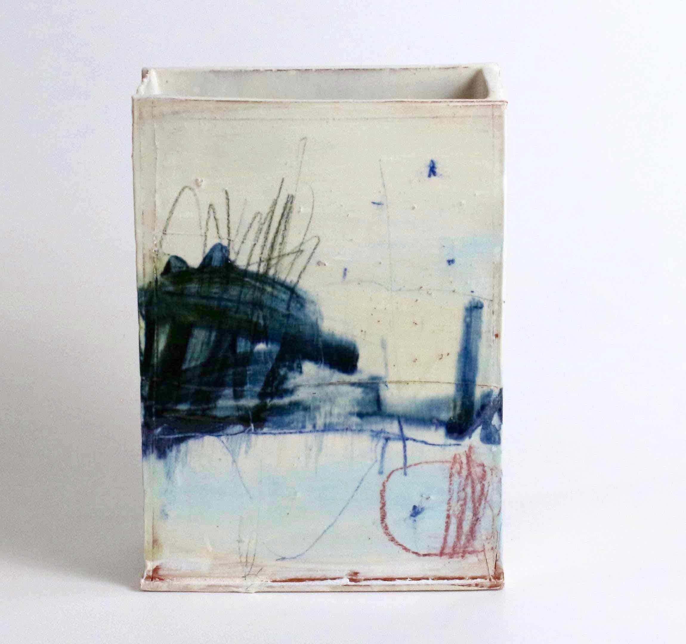 Ceramic Slab Vessel with Painted Glaze: To find a place (series, C)